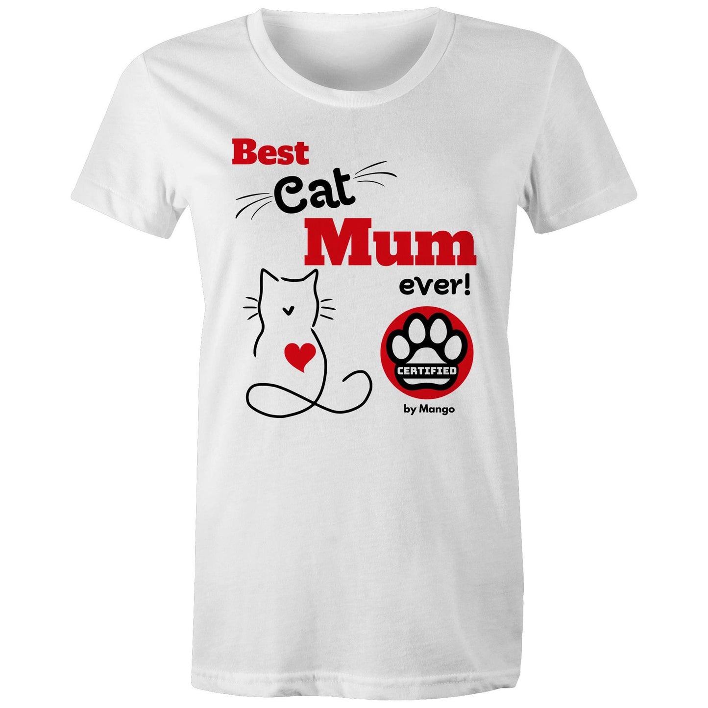 Personalised Gift | Best Cat Mum Ever Certified by Your Cat's Name, AS Colour - Women's Maple Organic Tee