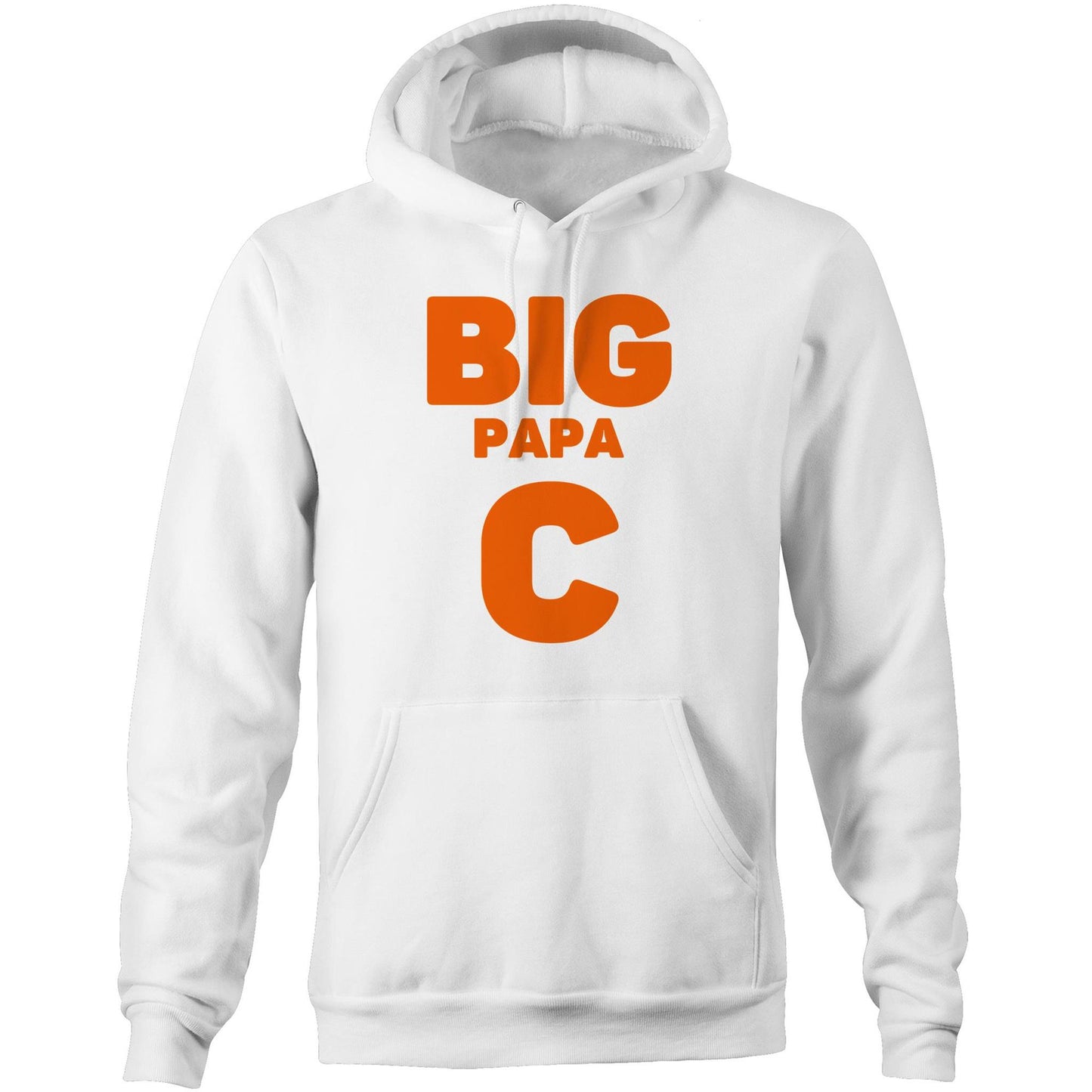 "Big Papa C" Pocket Hoodie Sweatshirt Pullover with Kangaroo Pocket Father's Day Gift - Da Boss Mango AU - White