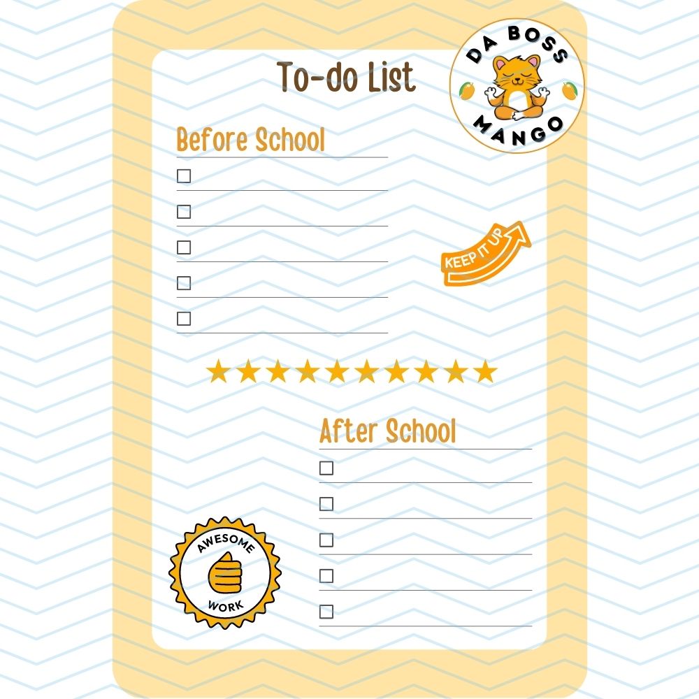 Da Boss Mango Digital & Printable To-do Lists for kids - Receive FREE Family Shopping List (PDF file downloads)
