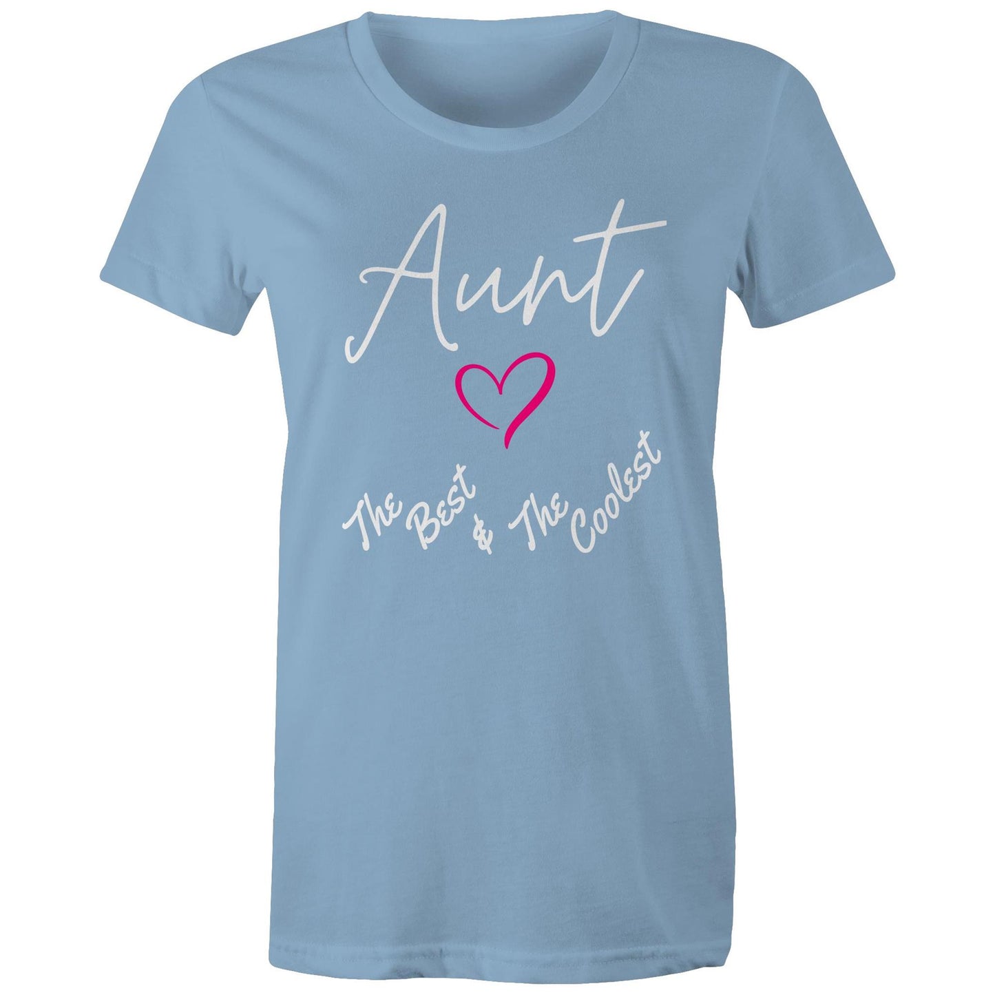 "Aunt The Best & The Coolest" Women's T-Shirt - Gift for Auntie - Da Boss Mango AU - Carolina Blue