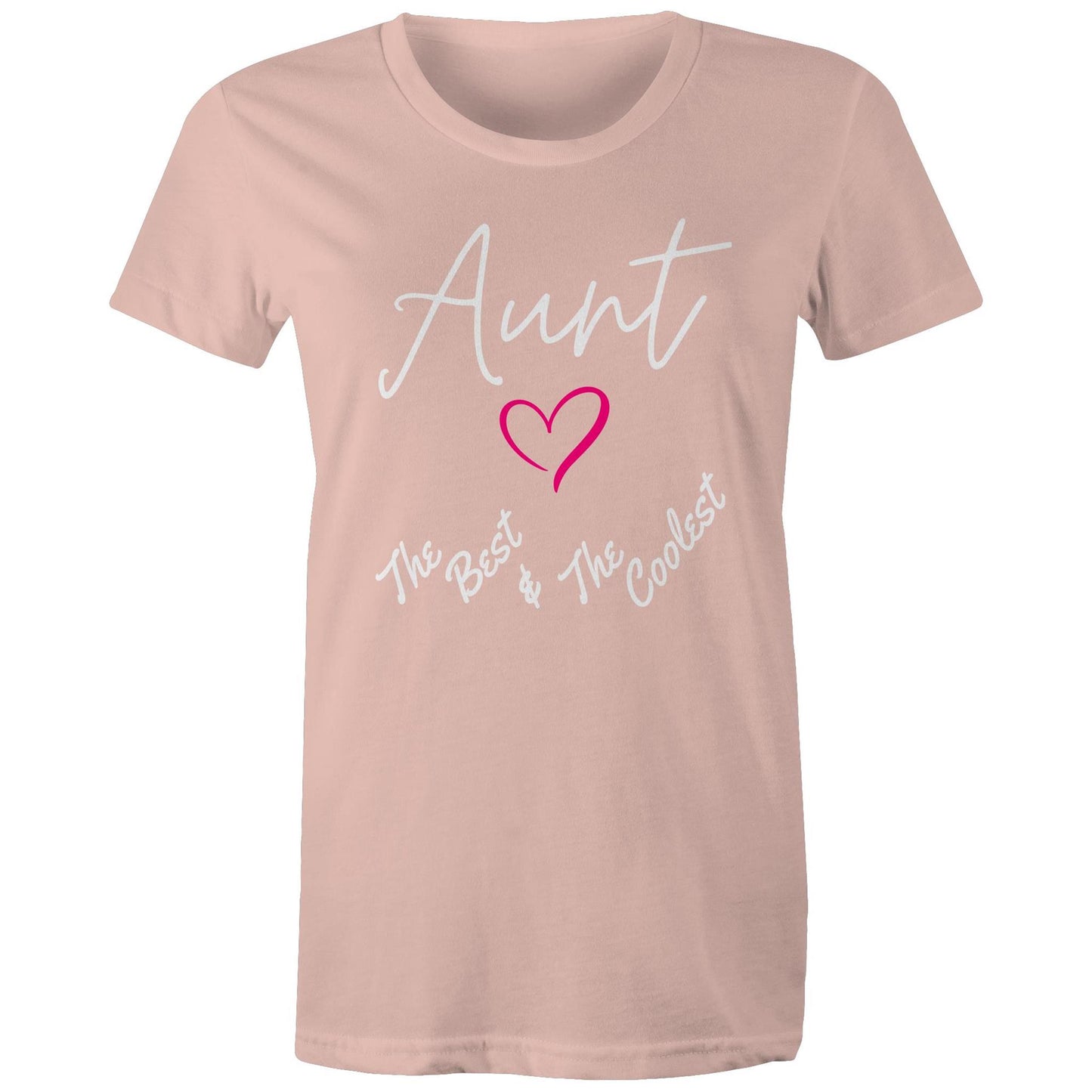 "Aunt The Best & The Coolest" Women's T-Shirt - Gift for Auntie - Da Boss Mango AU - Pale Pink