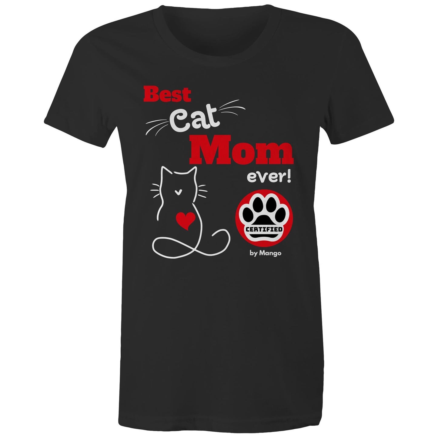 Personalized Gift | Best Cat Mom Ever Certified by Your Cat T-shirt, AS Colour - Women's Maple ORGANIC Tee