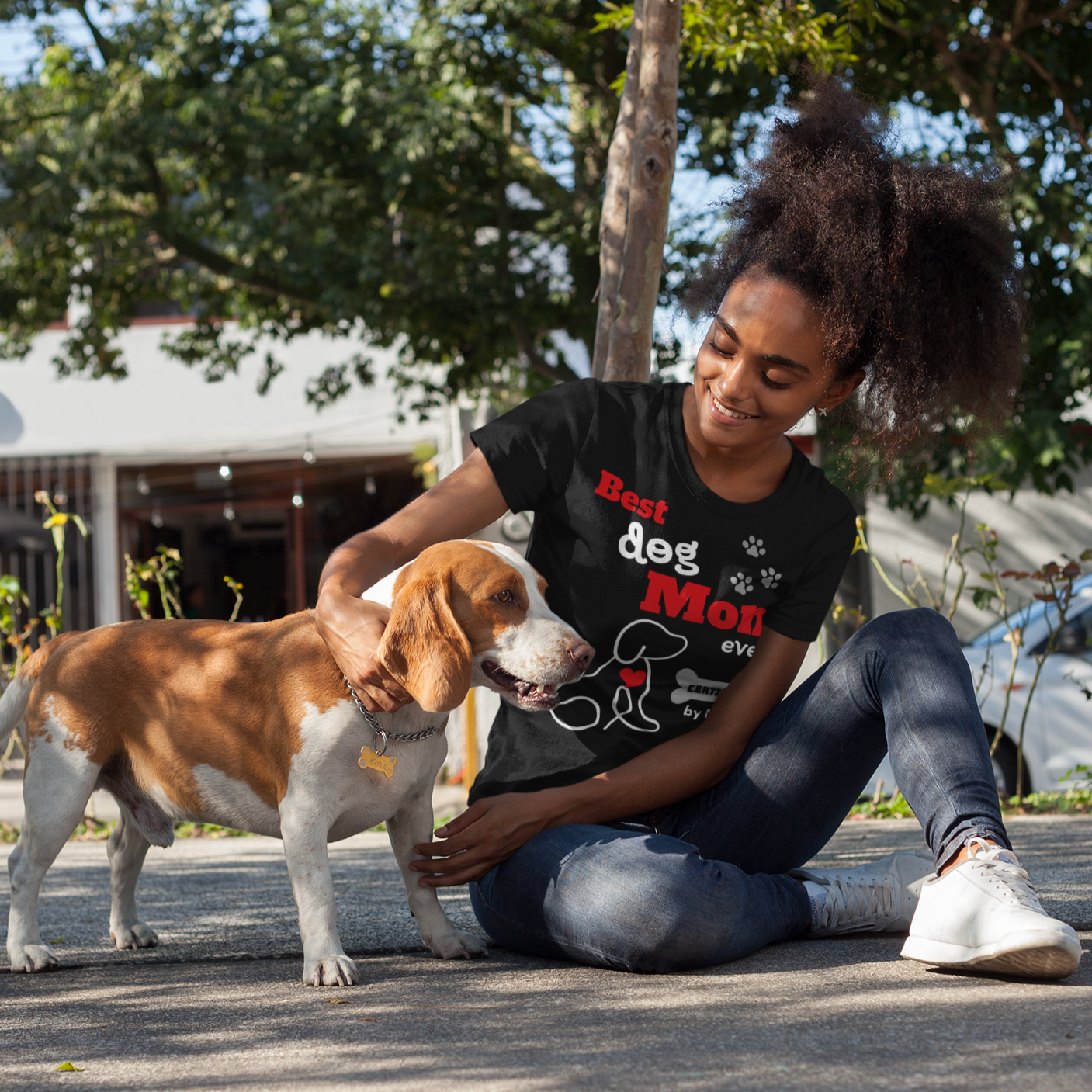 Best Dog Mom Ever Certified by your Dog, Customize organic t-shirt for dog lovers. 