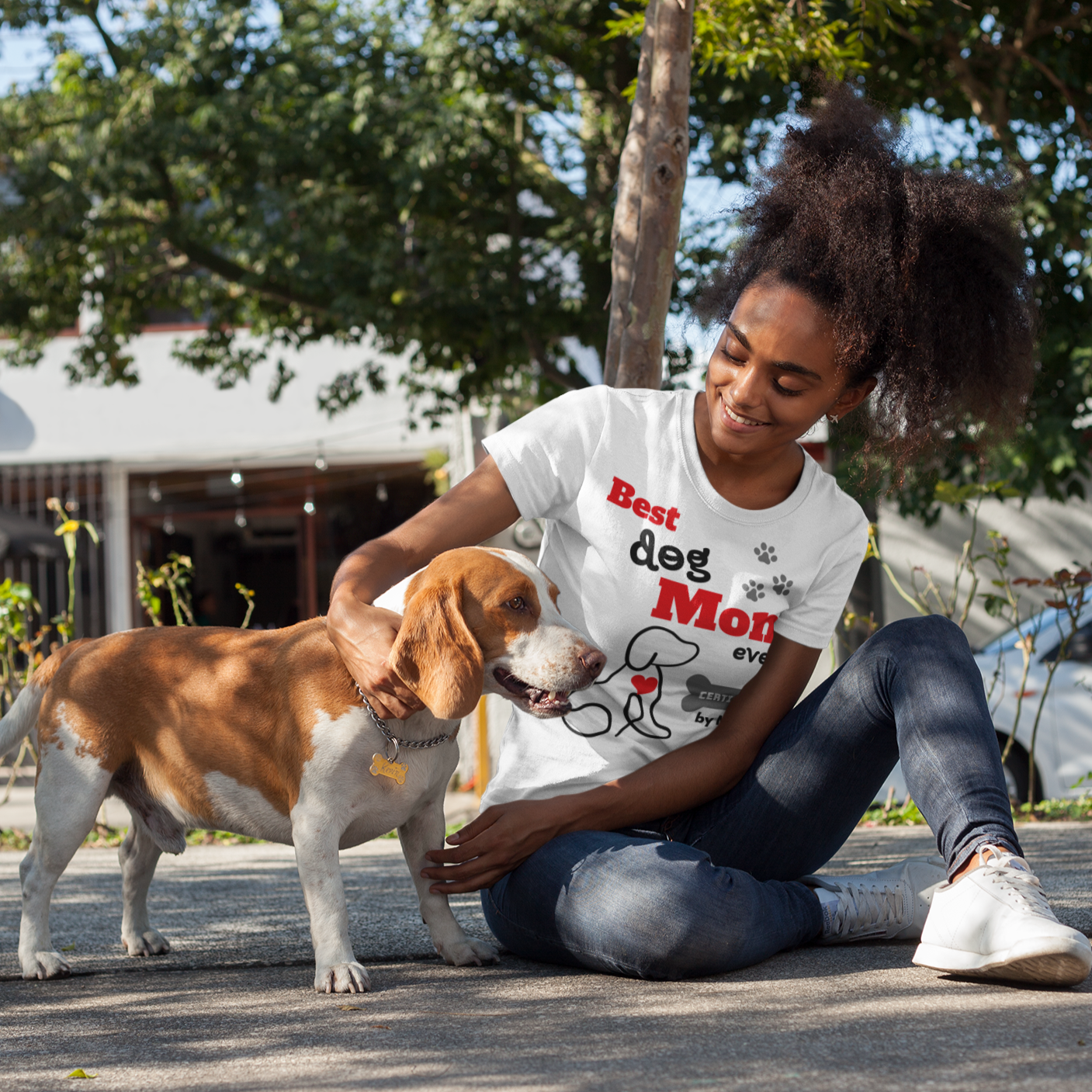 Personalised Gift | Best Dog Mom Ever Certified AS Colour - Women's Maple Organic Tee