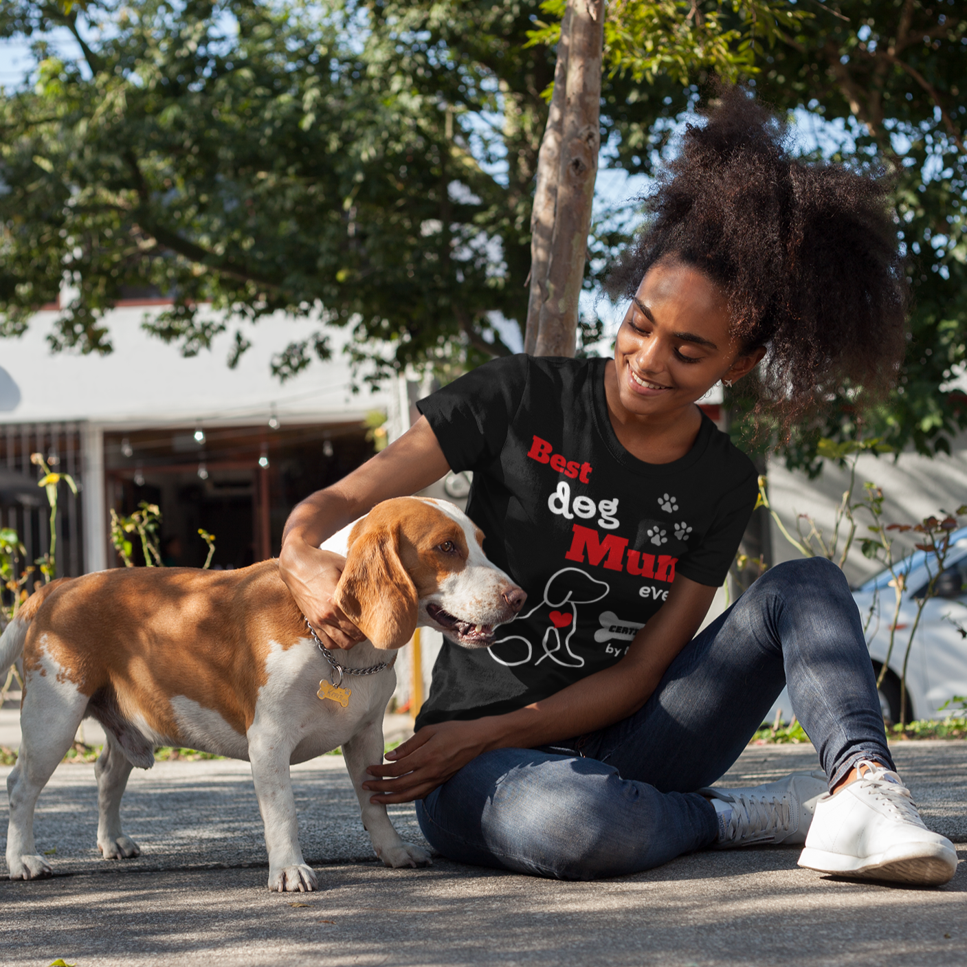 Personalised Gift | Best Dog Mum Ever Certified AS Colour - Women's Maple Organic Tee