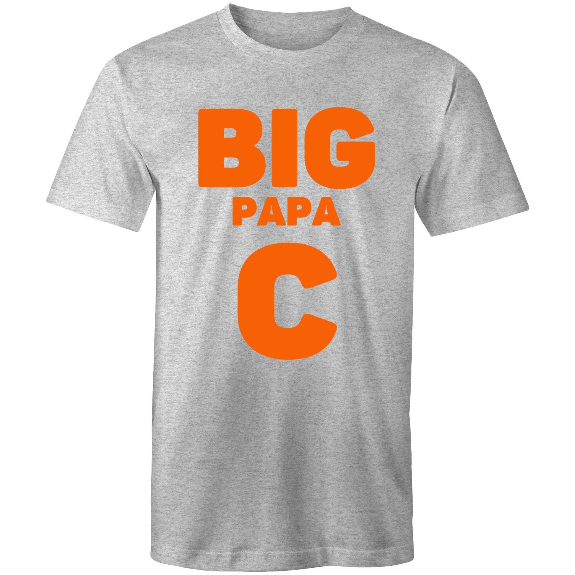 "Big Papa C" Men's Cotton Grey Marle T-Shirt in Size S, M, L, XL, XXL, 3XL, 4XL, 5XL, Gift for Dad - Da Boss Mango AU -