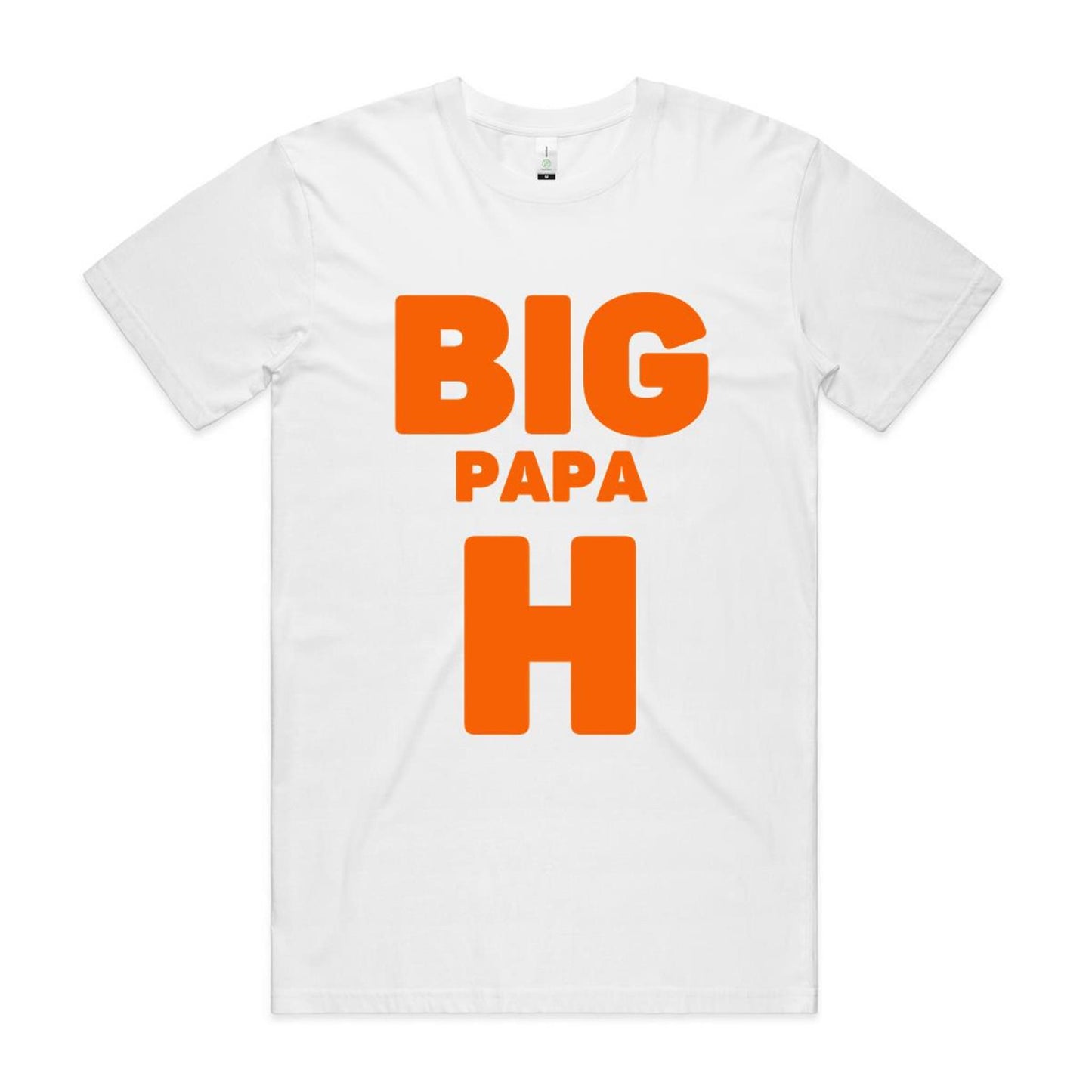 "Big Papa H" Men's GOTS Certified Organic Cotton T-Shirt, Father's Day Birthday Gift for Dad- Da Boss Mango AU - White