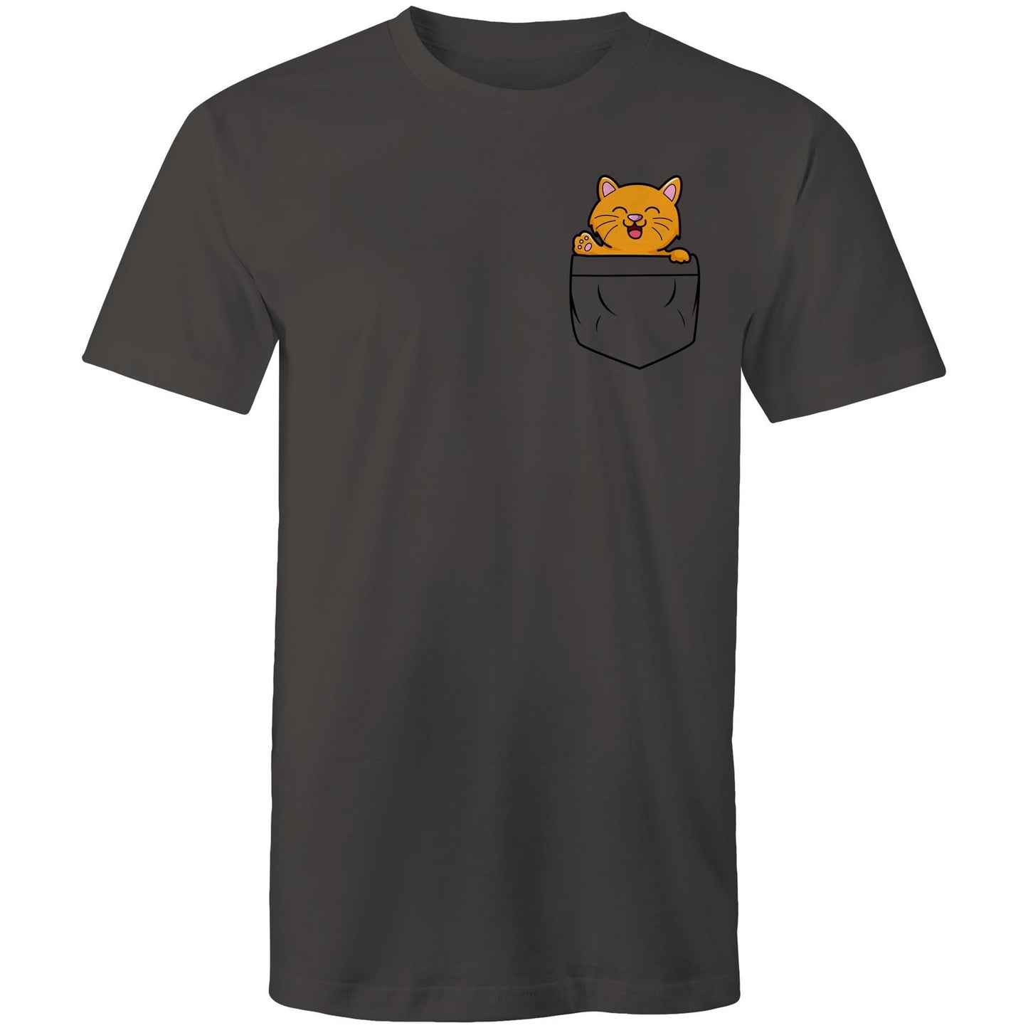 Kitten Mini Mango in a Pocket Men's Cotton T-Shirt - Da Boss Mango AU - Charcoal