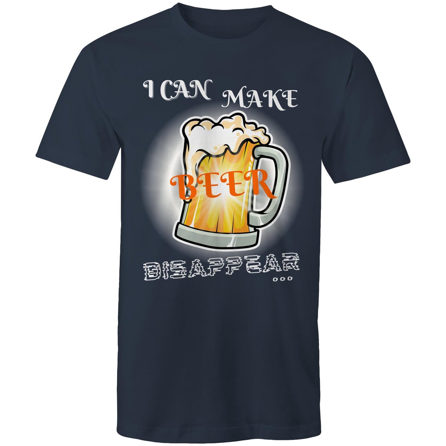 I Can Make Beer Disappear - Men's Funny Cotton T-Shirt - Plus Size S, M, L, XL, 2XL, 3XL, 4XL, 5XL - Da Boss Mango AU - Navy