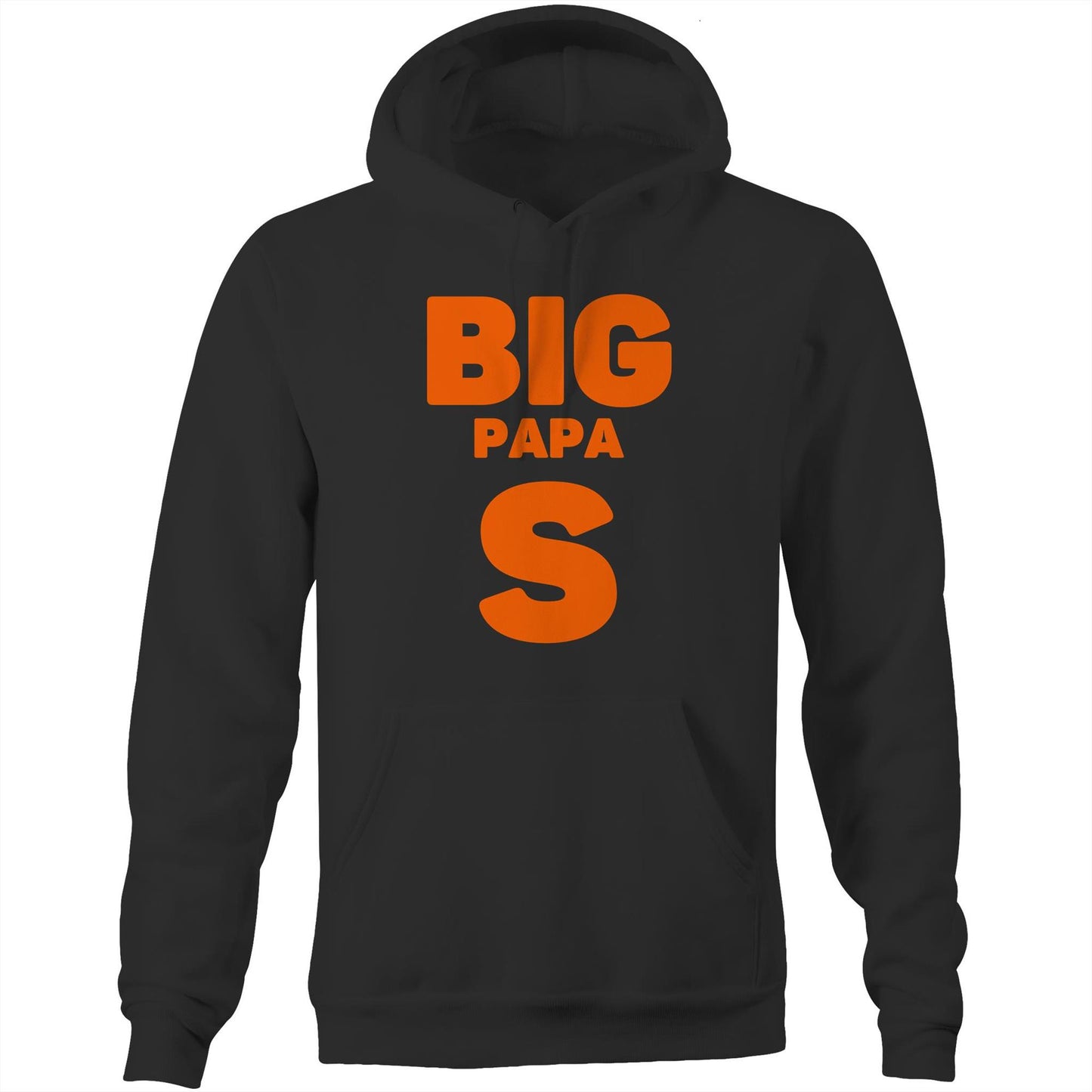 "Big Papa S" Pocket Hoodie Sweatshirt Pullover with Kangaroo Pocket Father's Day Gift for Dad - Da Boss Mango AU -Black