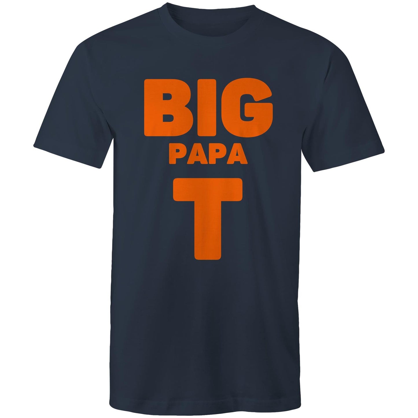 "Big Papa T" Men's Cotton Navy T-Shirt in Size S, M, L, XL, XXL, 3XL, 4XL, 5XL, Gift for Dad - Da Boss Mango AU -