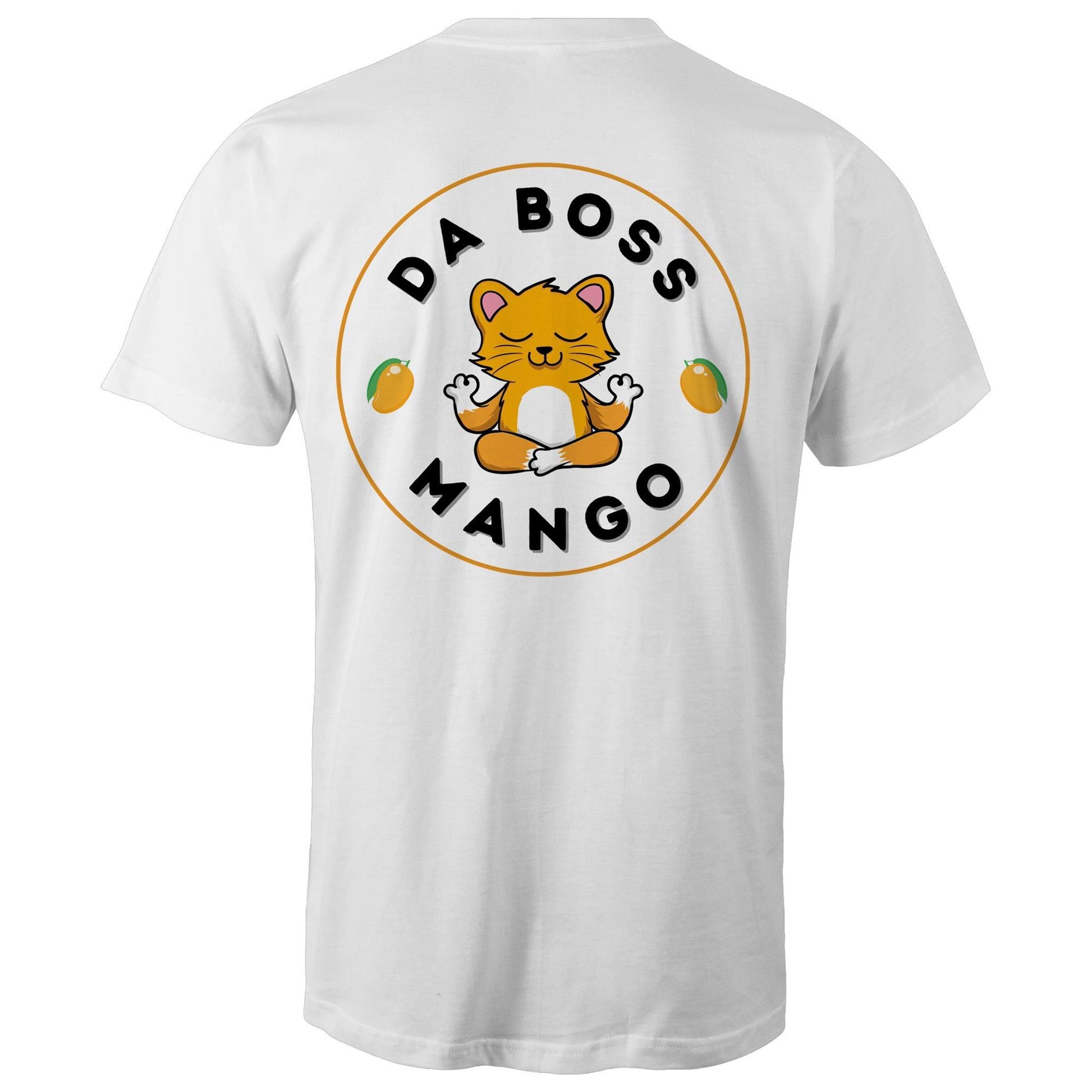 Da Boss Mango Men's Cotton T-Shirt with Logo on back - Da Boss Mango AU - White