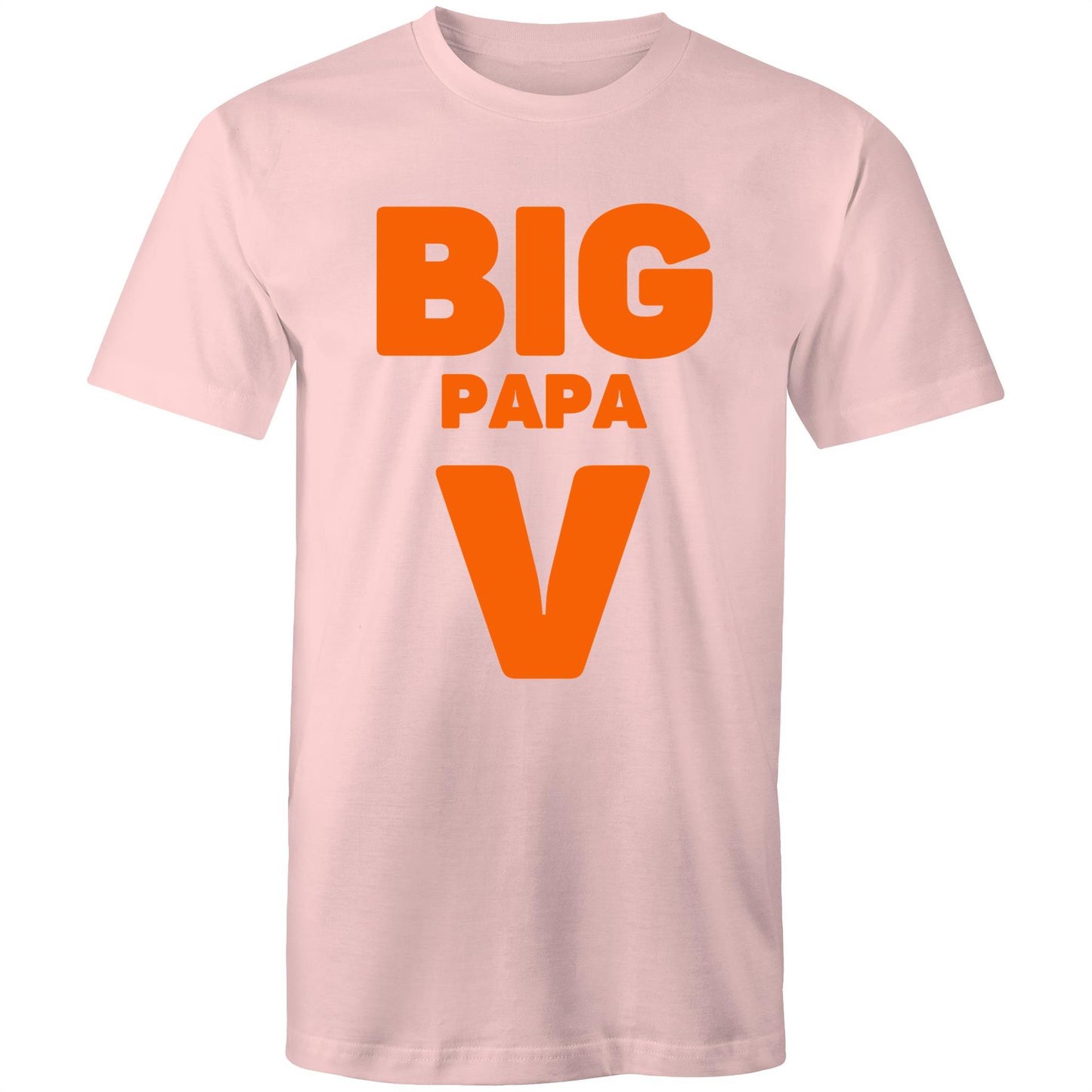 "Big Papa V" Men's Cotton Pink T-Shirt in Size S, M, L, XL, XXL, 3XL, 4XL, 5XL, Gift for Dad - Da Boss Mango AU -