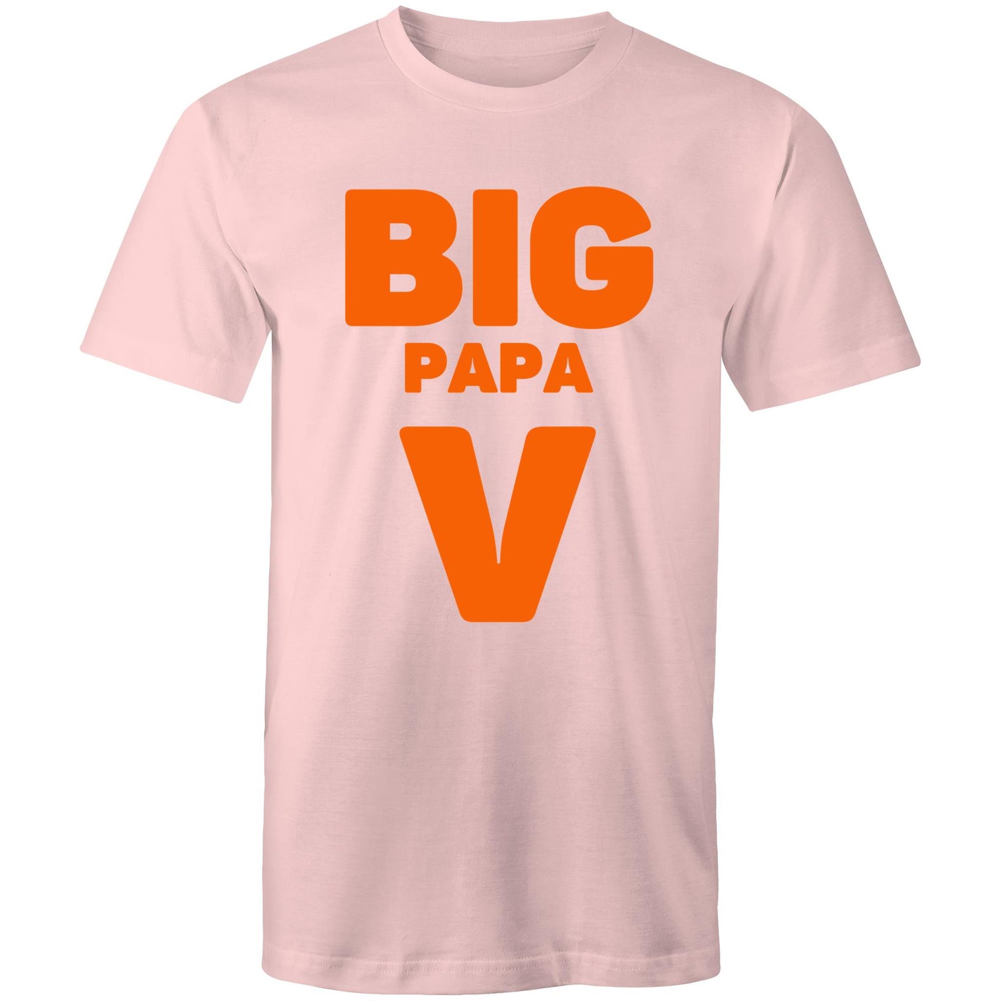 "Big Papa V" Men's Cotton Pink T-Shirt in Size S, M, L, XL, XXL, 3XL, 4XL, 5XL, Gift for Dad - Da Boss Mango AU -