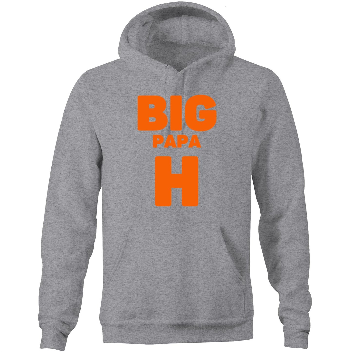 "Big Papa H" Pocket Hoodie Sweatshirt Pullover with Kangaroo Pocket Father's Day Gift for Dad - Da Boss Mango AU - Grey Marle