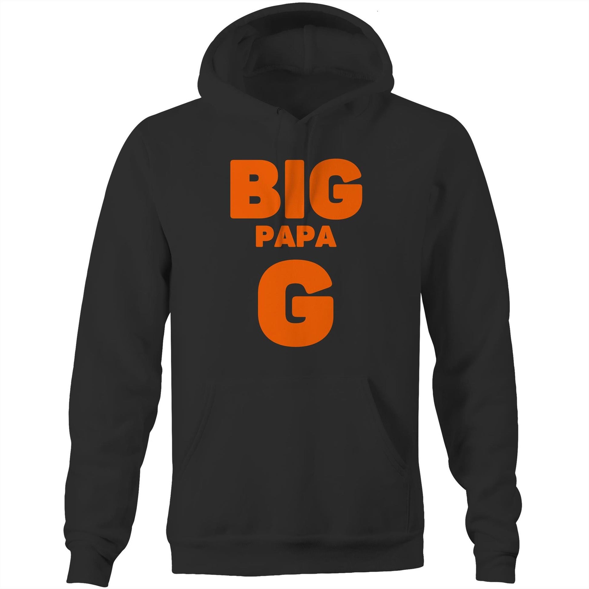 "Big Papa G" Pocket Hoodie Sweatshirt Pullover with Kangaroo Pocket Father's Day Gift for Dad - Da Boss Mango AU - Black