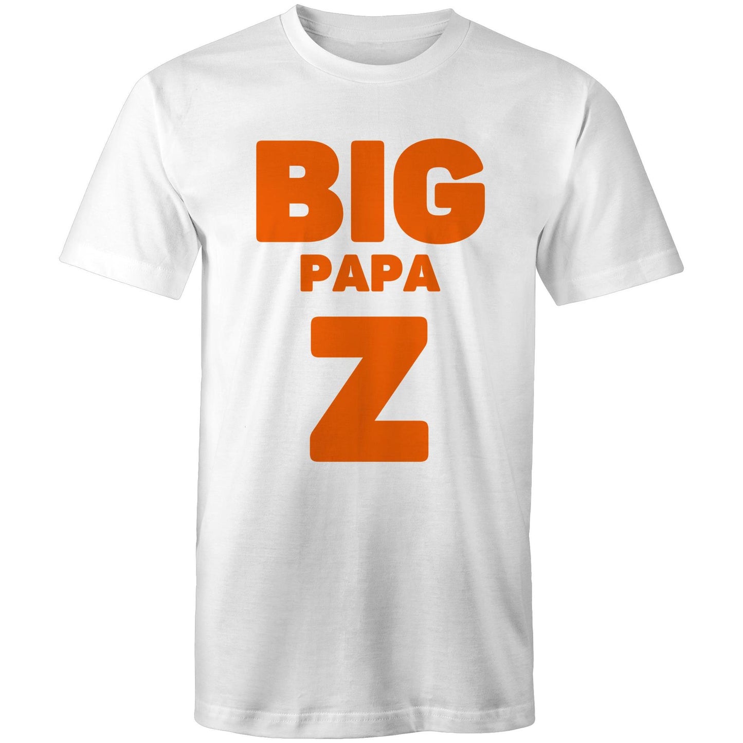 "Big Papa Z" Men's Cotton White T-Shirt in Size S, M, L, XL, XXL, 3XL, 4XL, 5XL, Gift for Dad - Da Boss Mango AU -