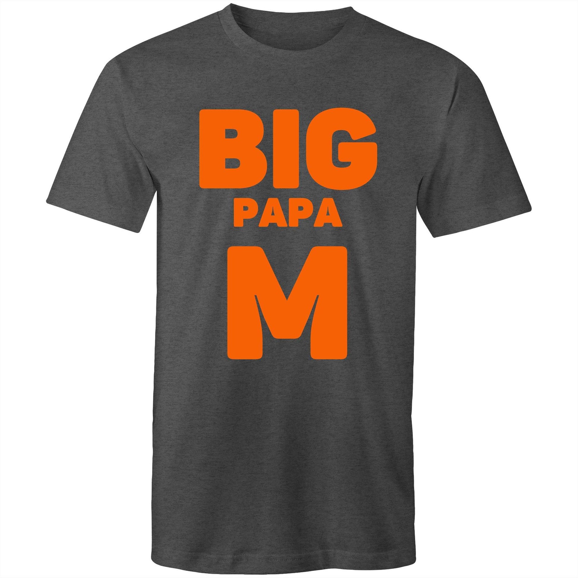 "Big Papa M" Men's Cotton Asphalt Dark Grey T-Shirt in Size S, M, L, XL, XXL, 3XL, 4XL, 5XL, Gift for Dad - Da Boss Mango AU