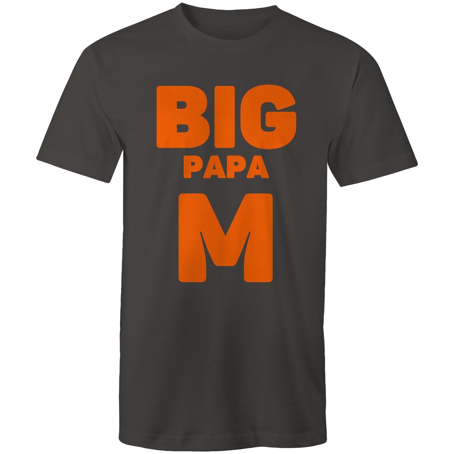 "Big Papa M" Men's Cotton Charcoal Grey T-Shirt in Size S, M, L, XL, XXL, 3XL, 4XL, 5XL, Gift for Dad - Da Boss Mango AU -