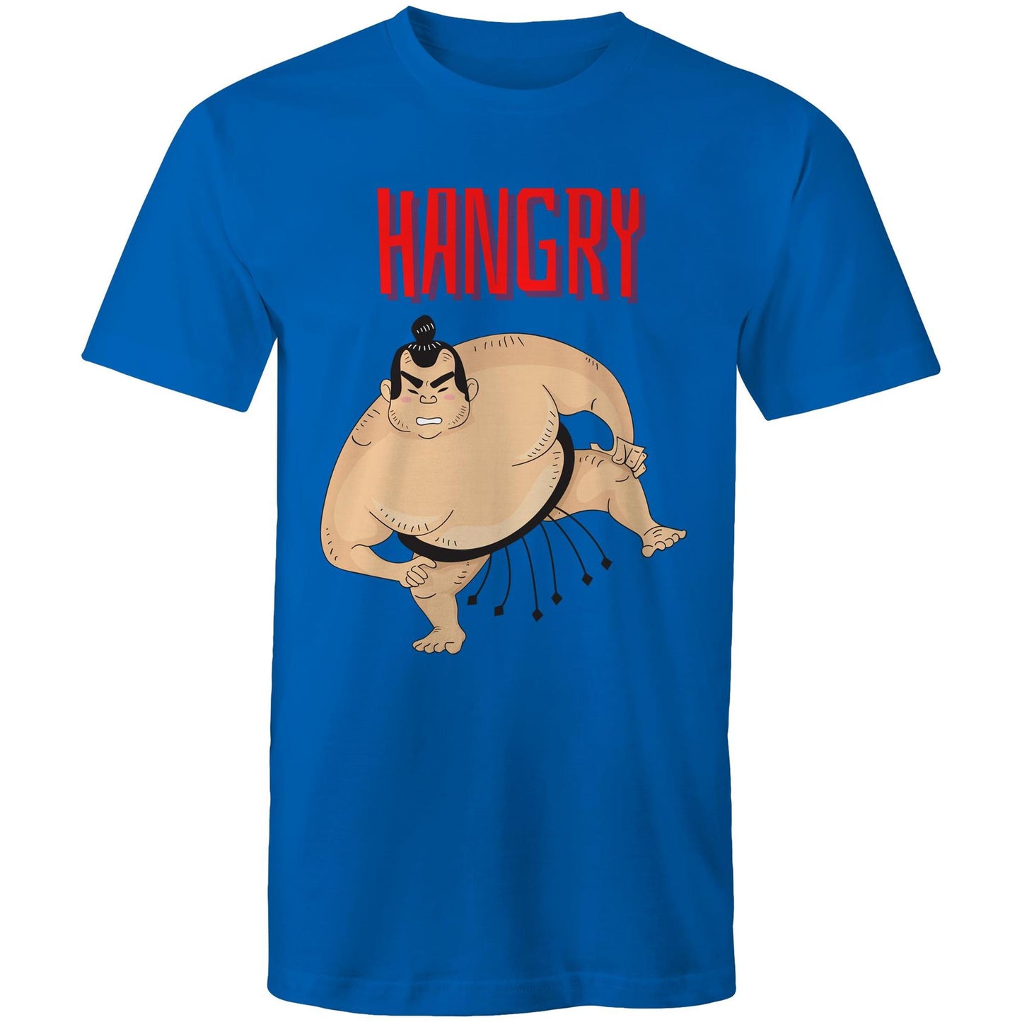 Hangry Men's Cotton T-Shirt - Funny Top - Plus Size S. M. L. XL. 2XL, 3XL, 4XL, 5XL - Da Boss Mango AU - Bright Royal Blue