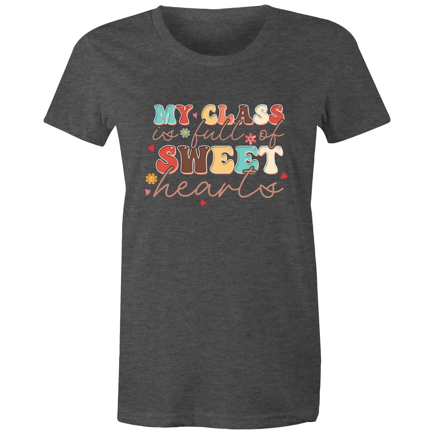 My Class is Full of Sweet-Heart Women's T-Shirt Gift for Teachers - Da Boss Mango AU - Asphalt Dark Grey Marle