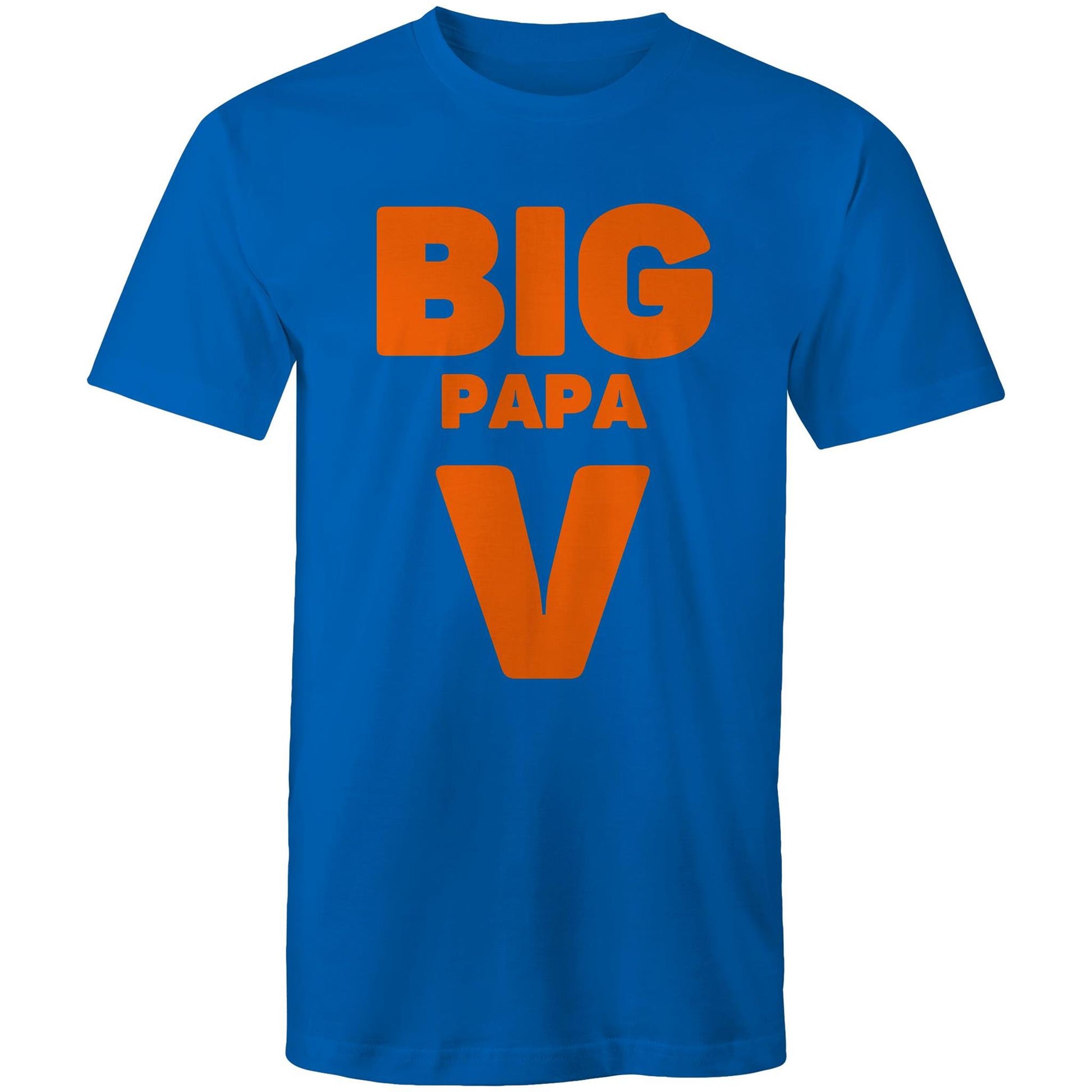 "Big Papa V" Men's Cotton Bright Royal Blue T-Shirt in Size S, M, L, XL, XXL, 3XL, 4XL, 5XL, Gift for Dad - Da Boss Mango AU