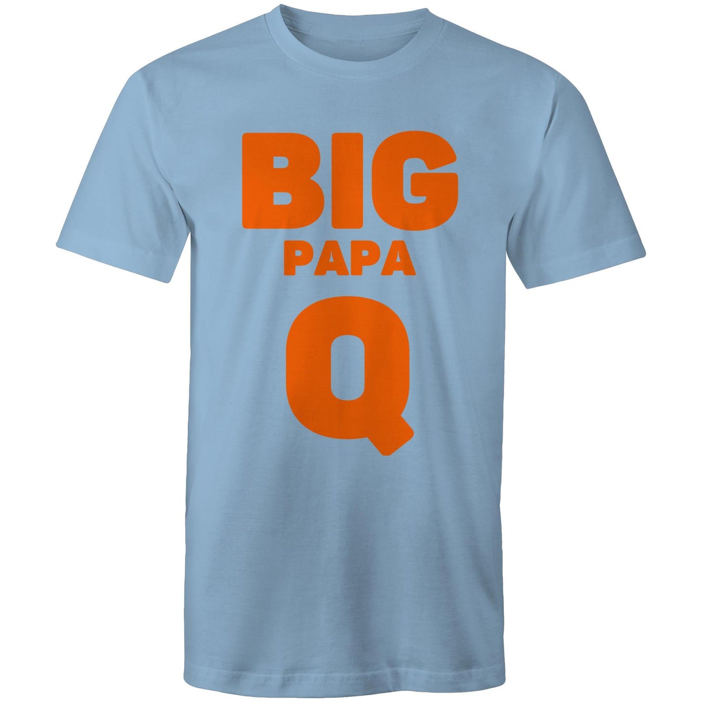 "Big Papa Q" Men's Cotton Carolina Blue T-Shirt in Size S, M, L, XL, XXL, 3XL, 4XL, 5XL, Gift for Dad - Da Boss Mango AU -