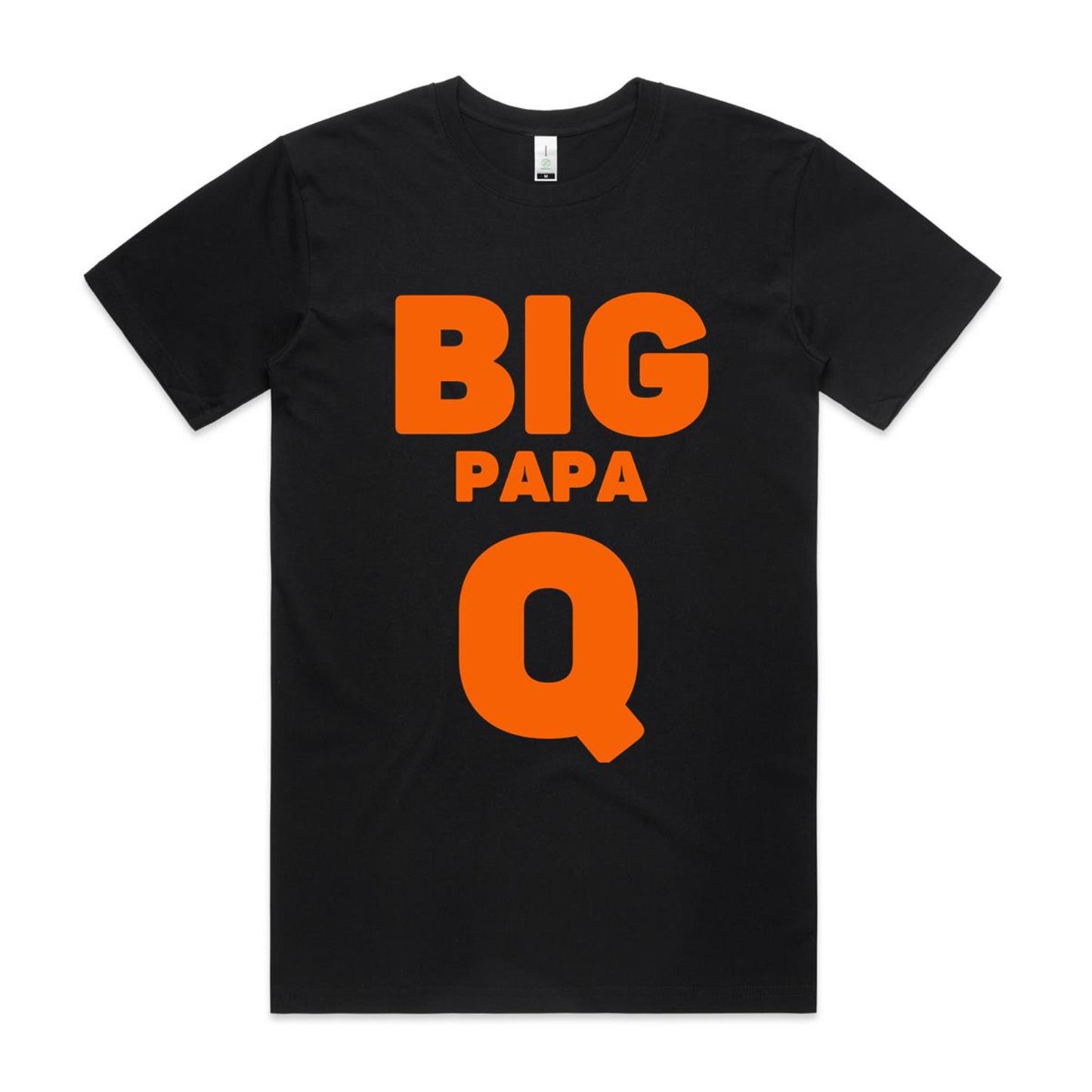 "Big Papa Q" Men's GOTS Certified Organic Cotton T-Shirt, Father's Day Birthday Gift for Dad- Da Boss Mango AU - Black