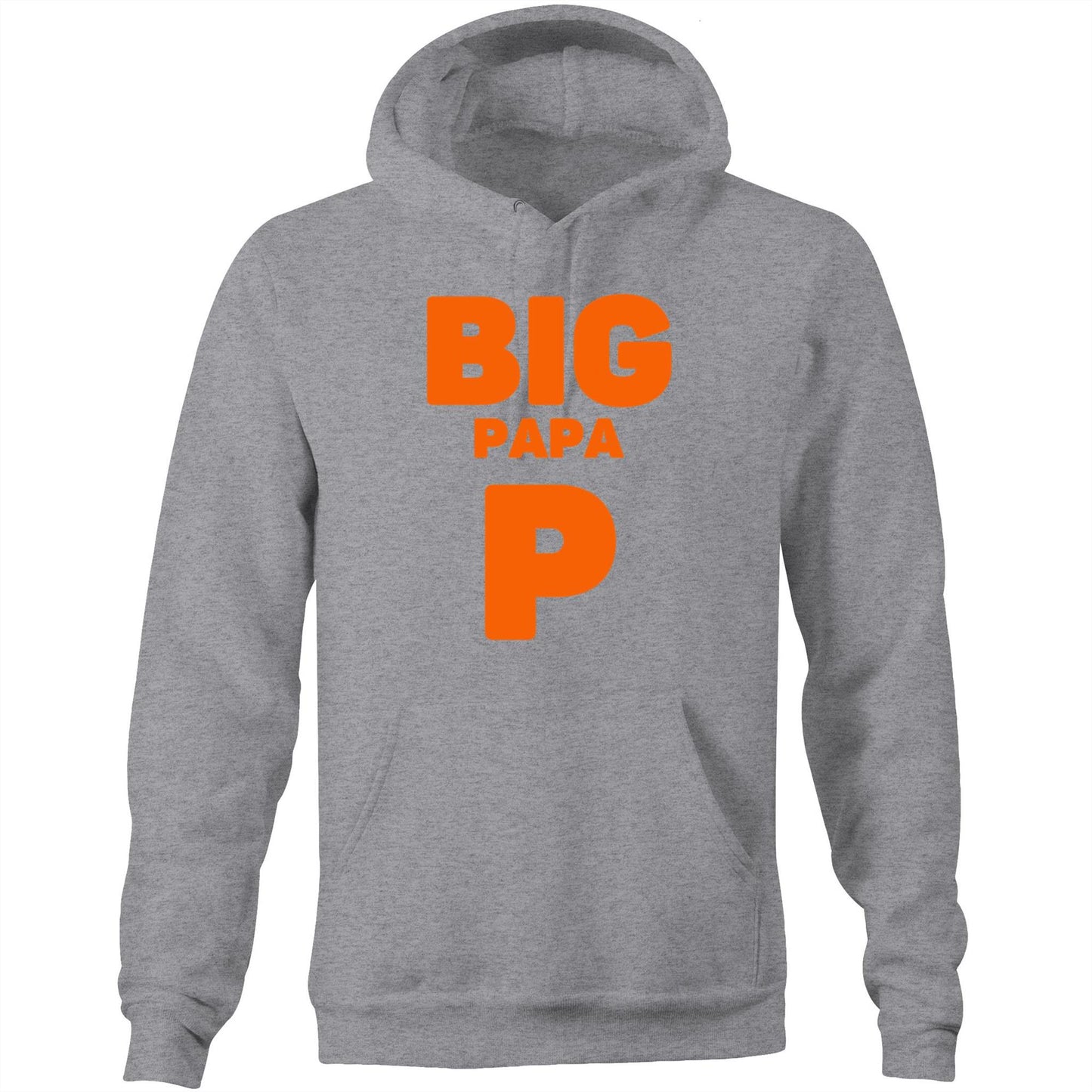 "Big Papa P" Pocket Hoodie Sweatshirt Pullover with Kangaroo Pocket Father's Day Gift for Dad - Da Boss Mango AU - Grey Marle