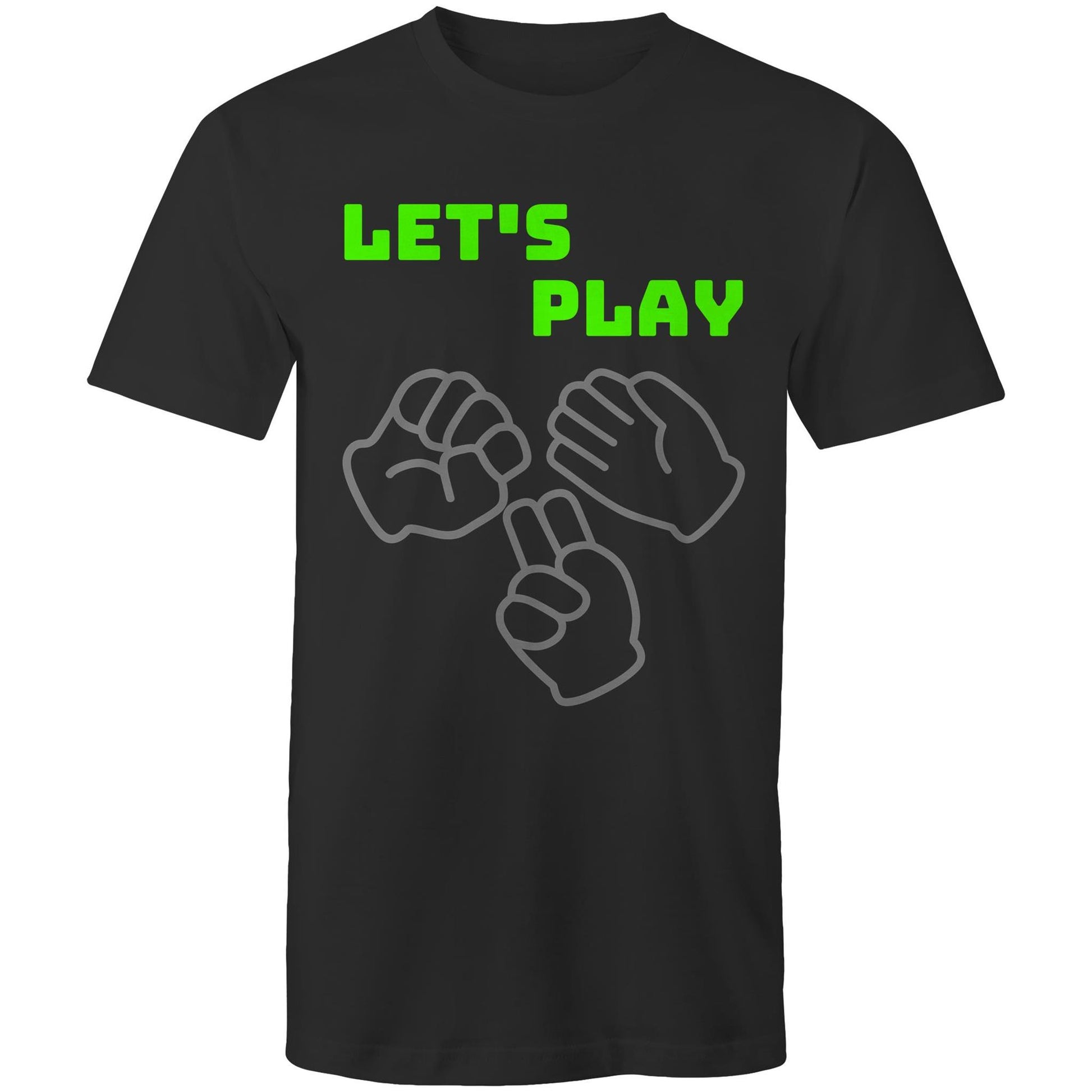 Let's Play Rock Paper Scissors Men's Cotton T-Shirt - Plus Size S, M, L, XL, 2XL, 3XL, 4XL, 5XL - Da Boss Mango AU - Black