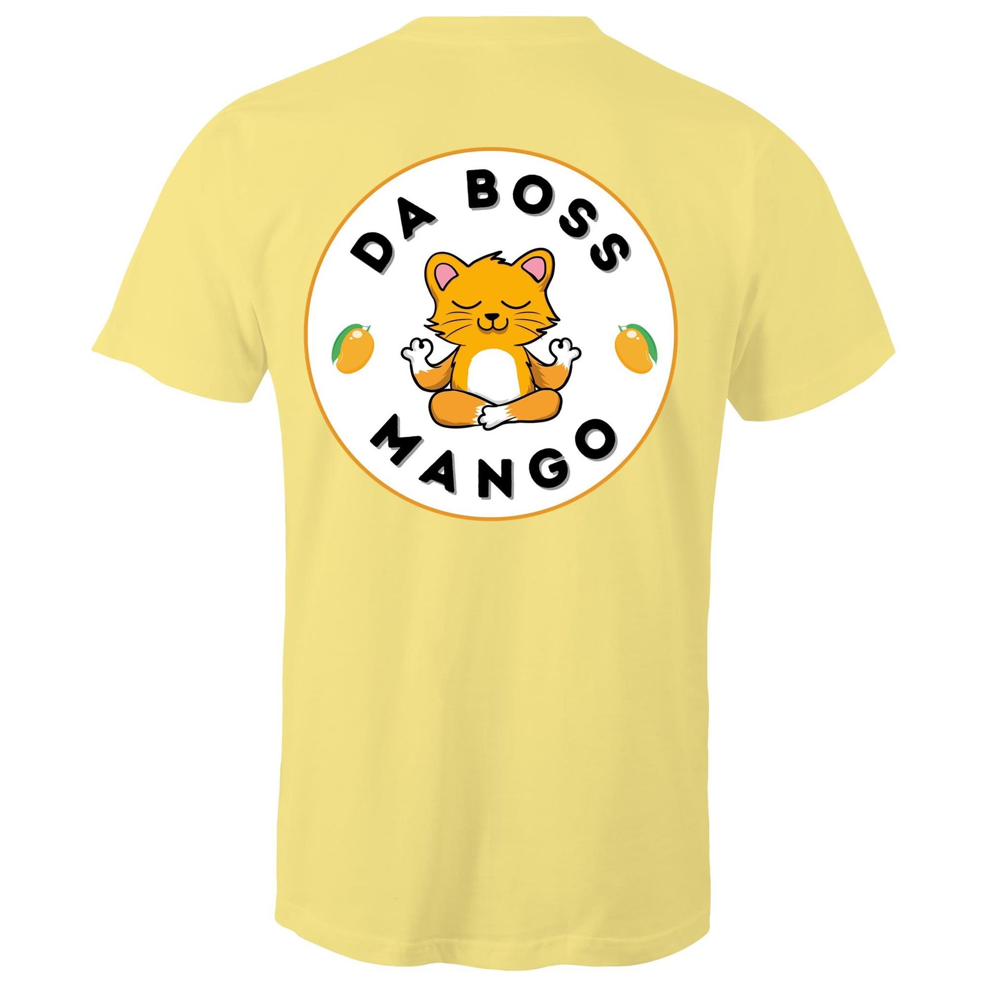 Da Boss Mango Men's Cotton T-Shirt with Logo on back - Da Boss Mango AU - Lemon Yellow