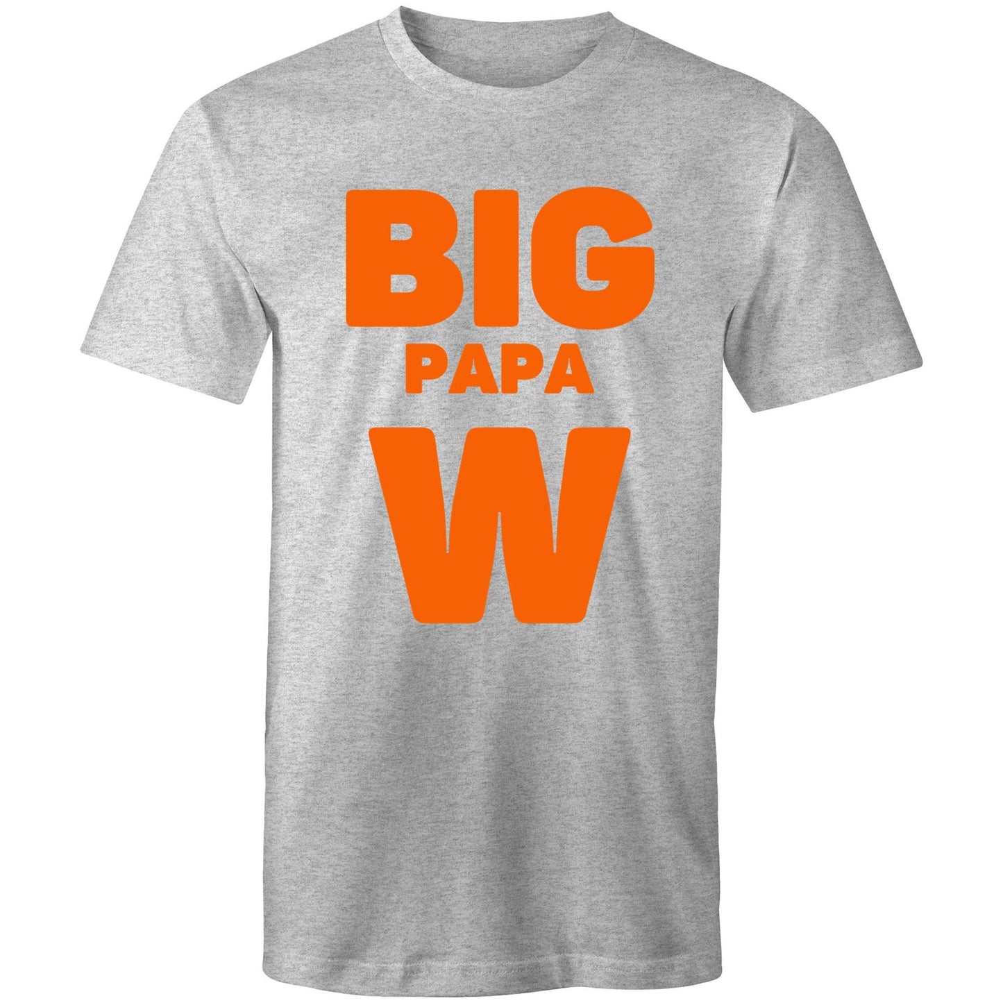 "Big Papa W" Men's Light Grey Marle T-Shirt in Size S, M, L, XL, XXL, 3XL, 4XL, 5XL, Gift for Dad - Da Boss Mango AU -