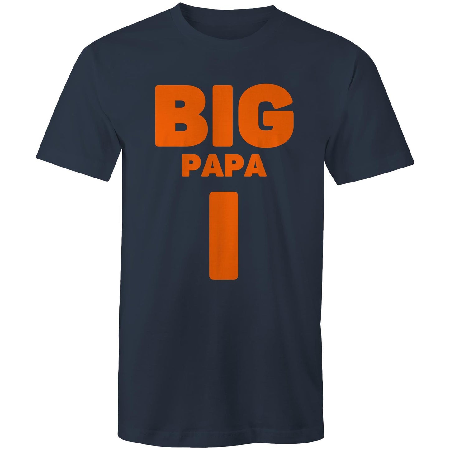 "Big Papa I" Men's Cotton Navy T-Shirt in Size S, M, L, XL, XXL, 3XL, 4XL, 5XL, Gift for Dad - Da Boss Mango AU -