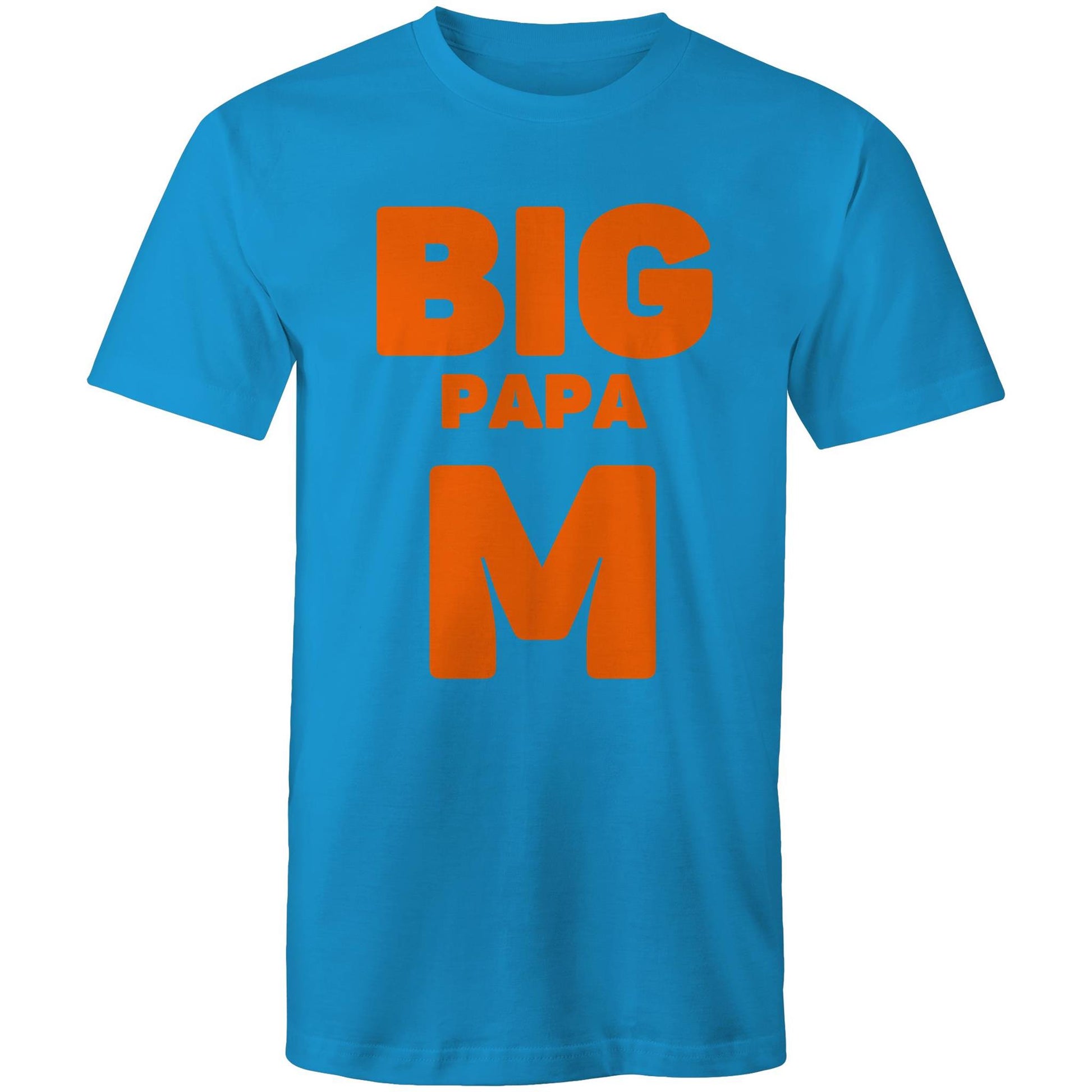 "Big Papa M" Men's Cotton Arctic Blue T-Shirt in Size S, M, L, XL, XXL, 3XL, 4XL, 5XL, Gift for Dad - Da Boss Mango AU -