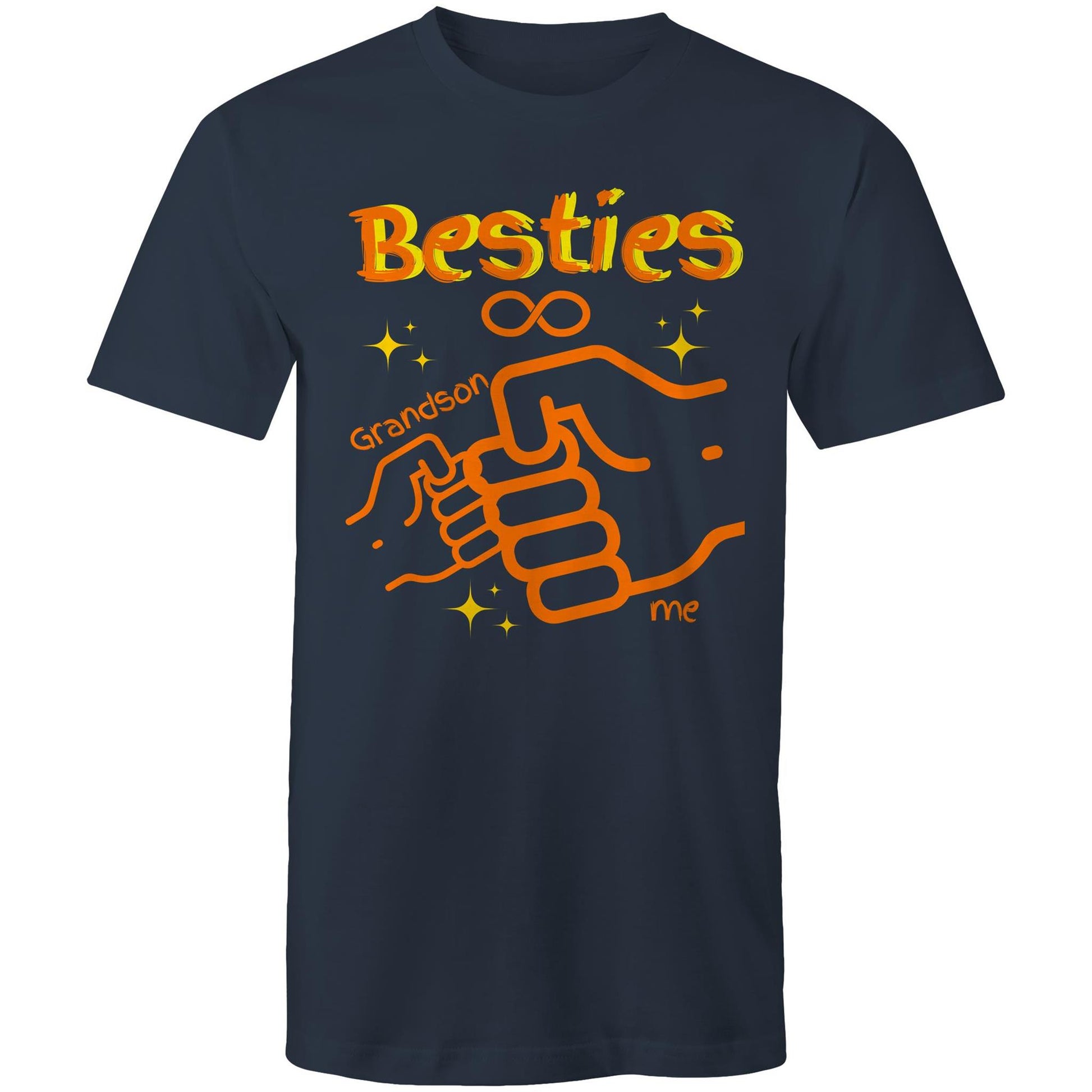 "Besties Me & Grandson" Men's Cotton T-Shirt - Gift for Grandpa Matching Clothing with Grandson - Da Boss Mango AU - Navy