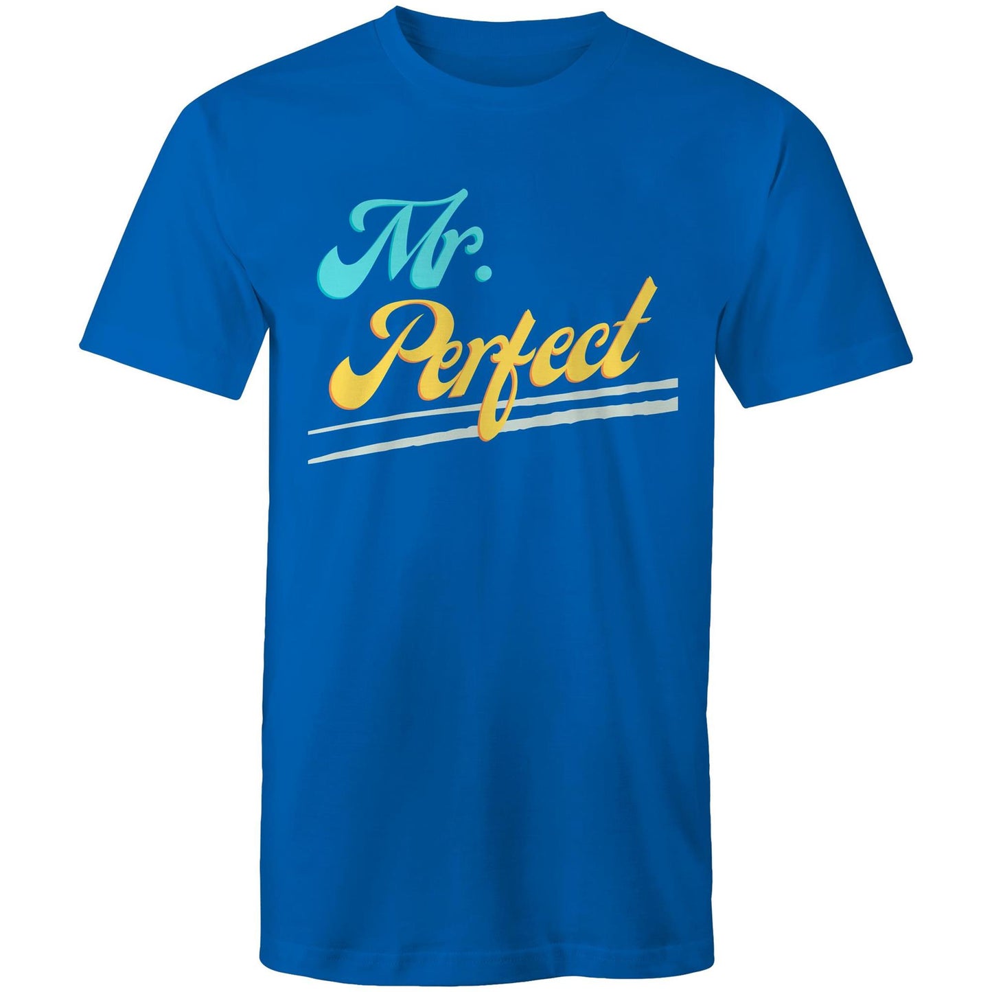 Mr. Perfect Men's Cotton T-Shirt - Gift for Dad - Size S, M, L, XL, 2XL, 3XL, 4XL - Da Boss Mango AU - Bright Royal Blue