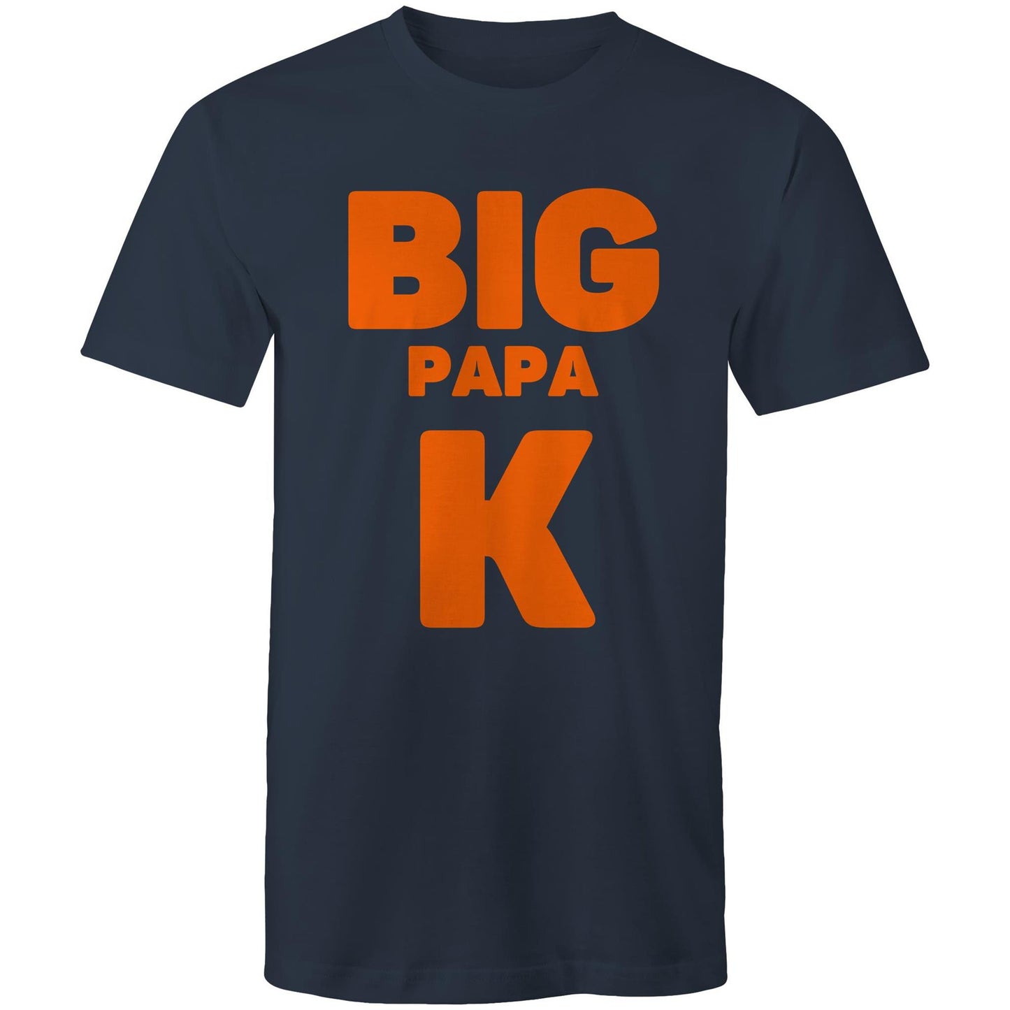 "Big Papa K" Men's Cotton Navy T-Shirt in Size S, M, L, XL, XXL, 3XL, 4XL, 5XL, Gift for Dad - Da Boss Mango AU -