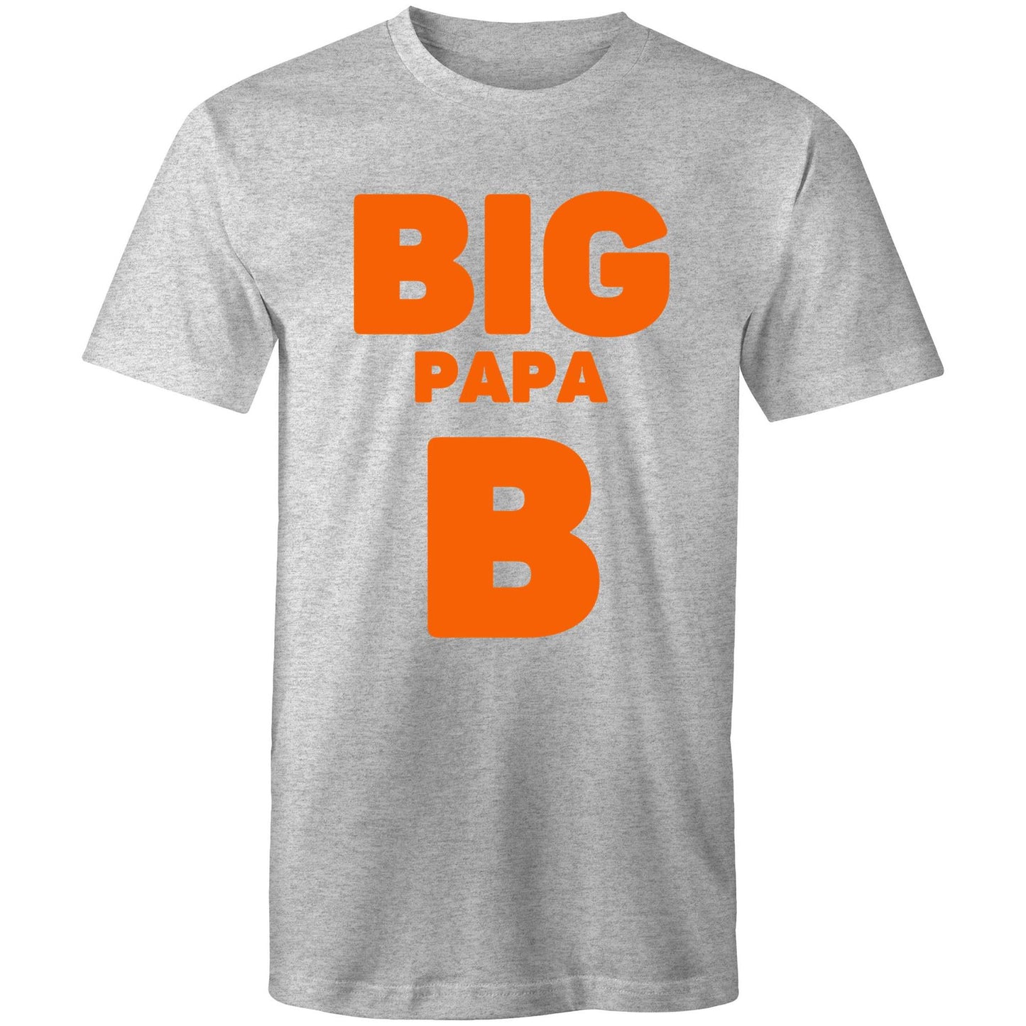 "Big Papa B" Men's Grey Marle T-Shirt in Size S, M, L, XL, XXL, 3XL, 4XL, 5XL, Gift for Dad - Da Boss Mango AU -