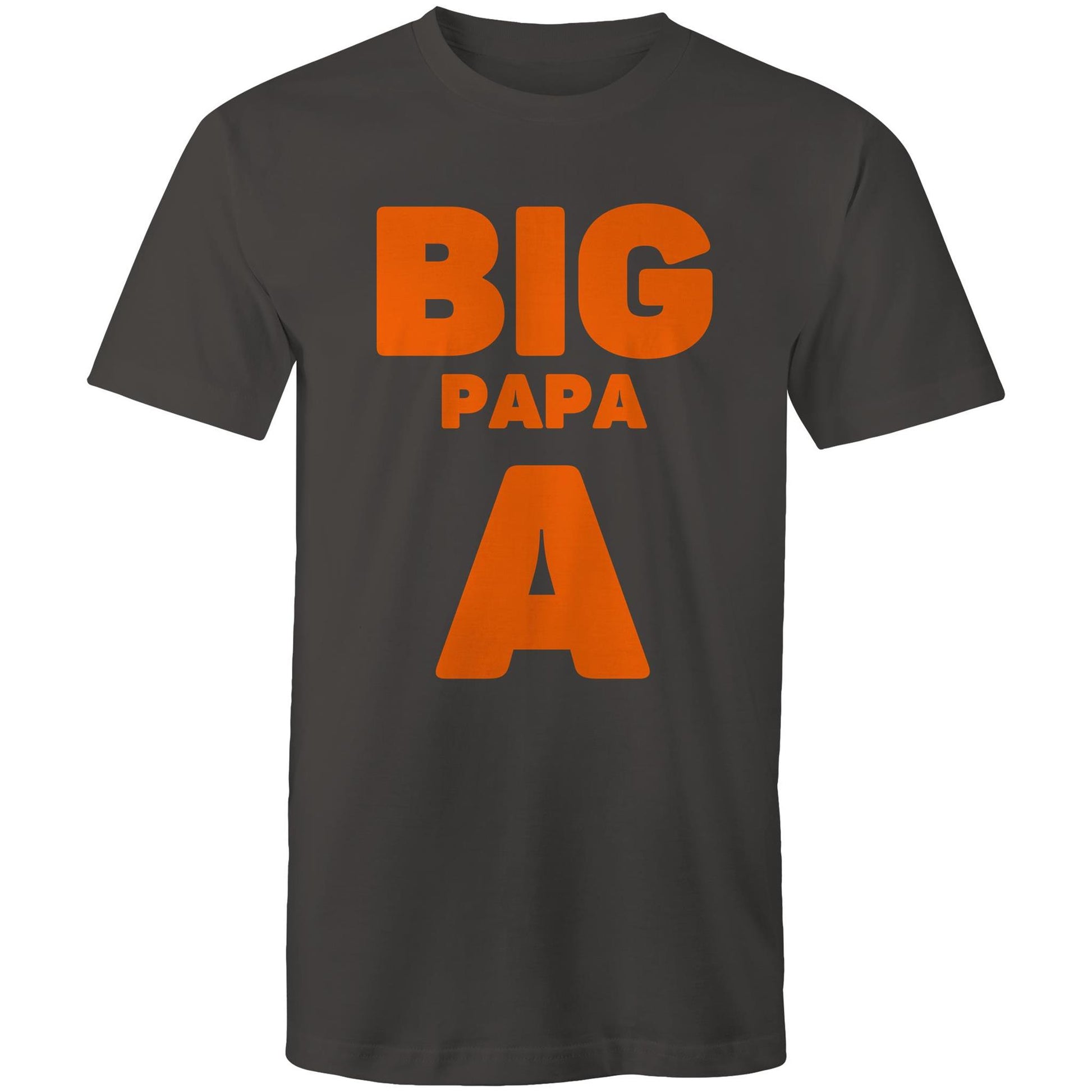 "Big Papa A" Men's Cotton Charcoal Grey T-Shirt in Size S, M, L, XL, XXL, 3XL, 4XL, 5XL, Gift for Dad - Da Boss Mango AU -