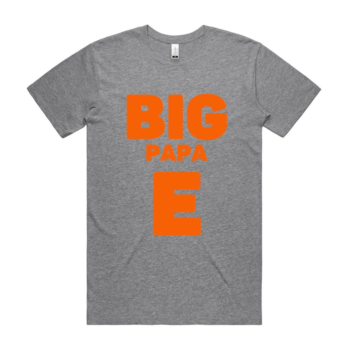 "Big Papa E" GOTS Certified Organic Cotton T-Shirt, Father's Day Birthday Gift for Dad- Da Boss Mango AU - Grey Marle