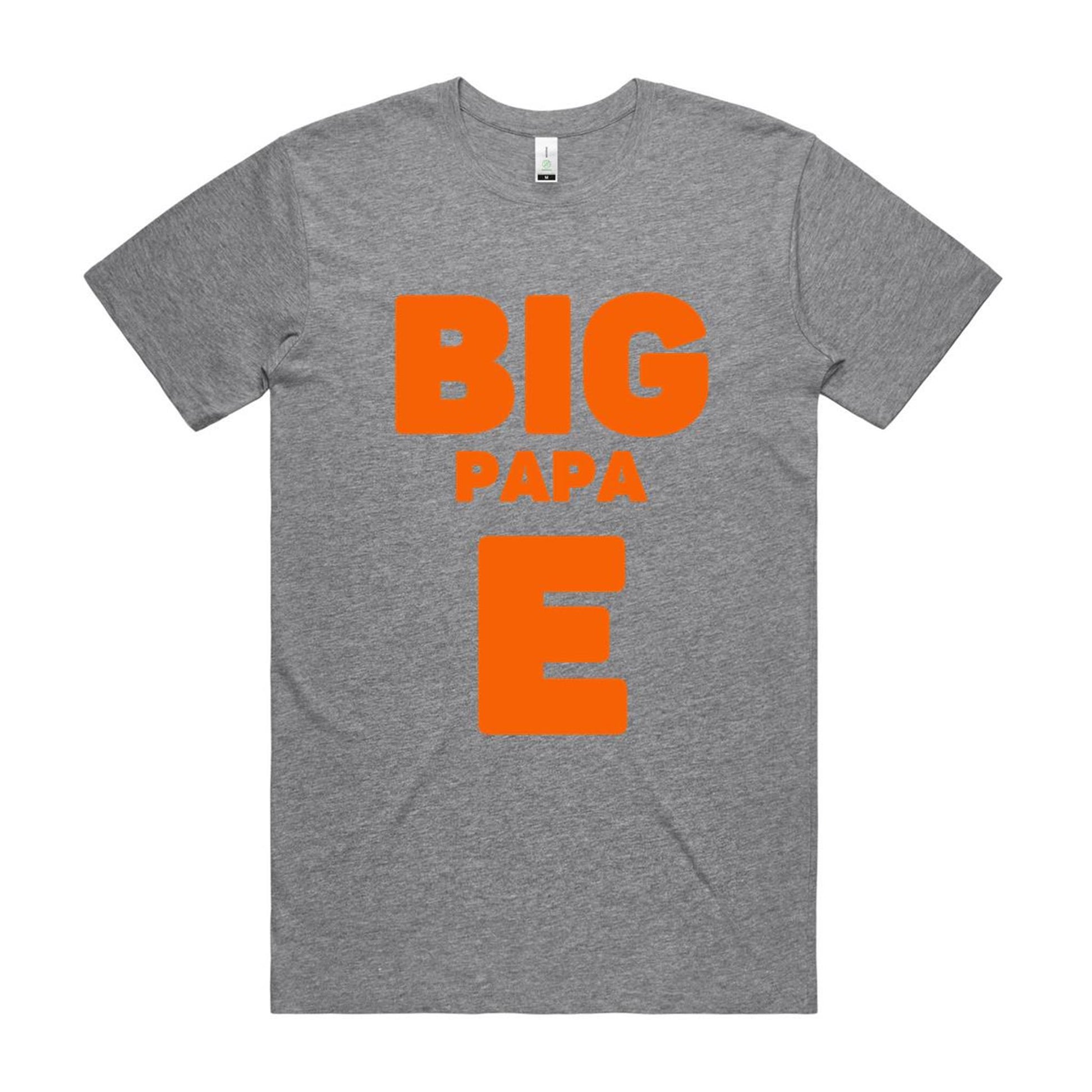 "Big Papa E" GOTS Certified Organic Cotton T-Shirt, Father's Day Birthday Gift for Dad- Da Boss Mango AU - Grey Marle