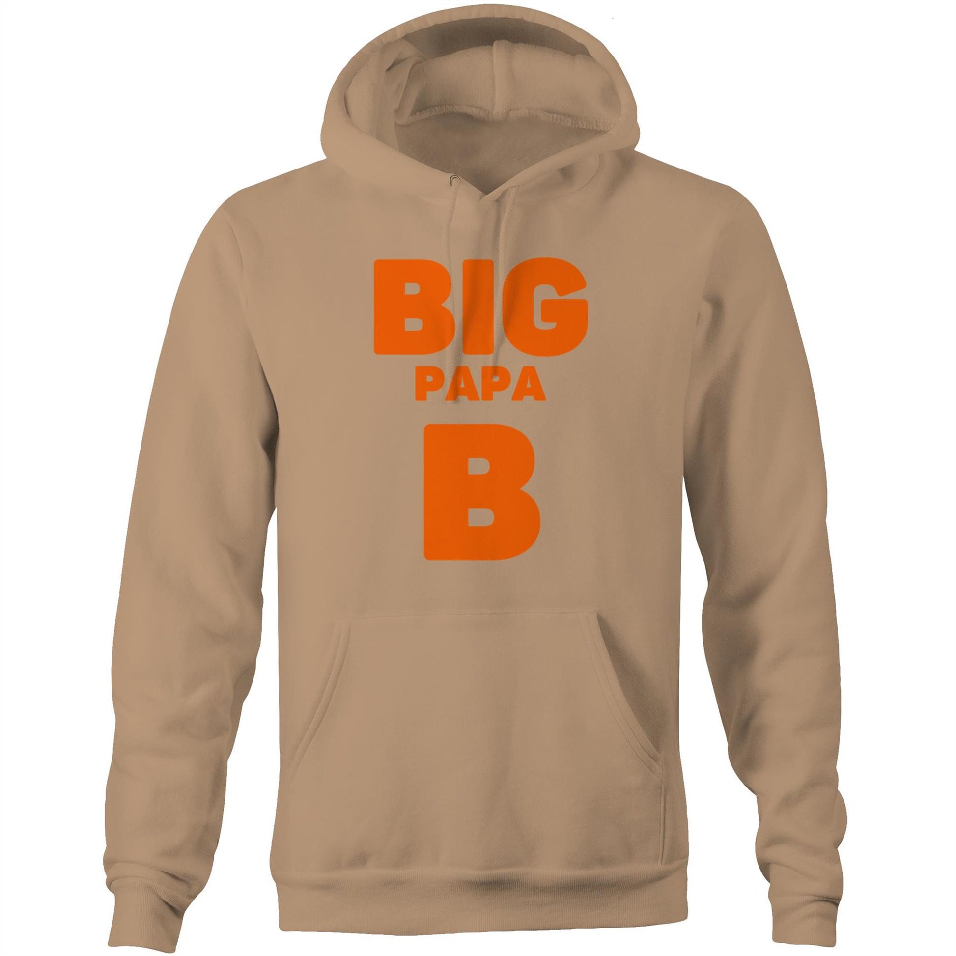 "Big Papa B" Pocket Hoodie Sweatshirt Pullover with Kangaroo Pocket Father's Day Gift - Da Boss Mango AU - Tan Beige