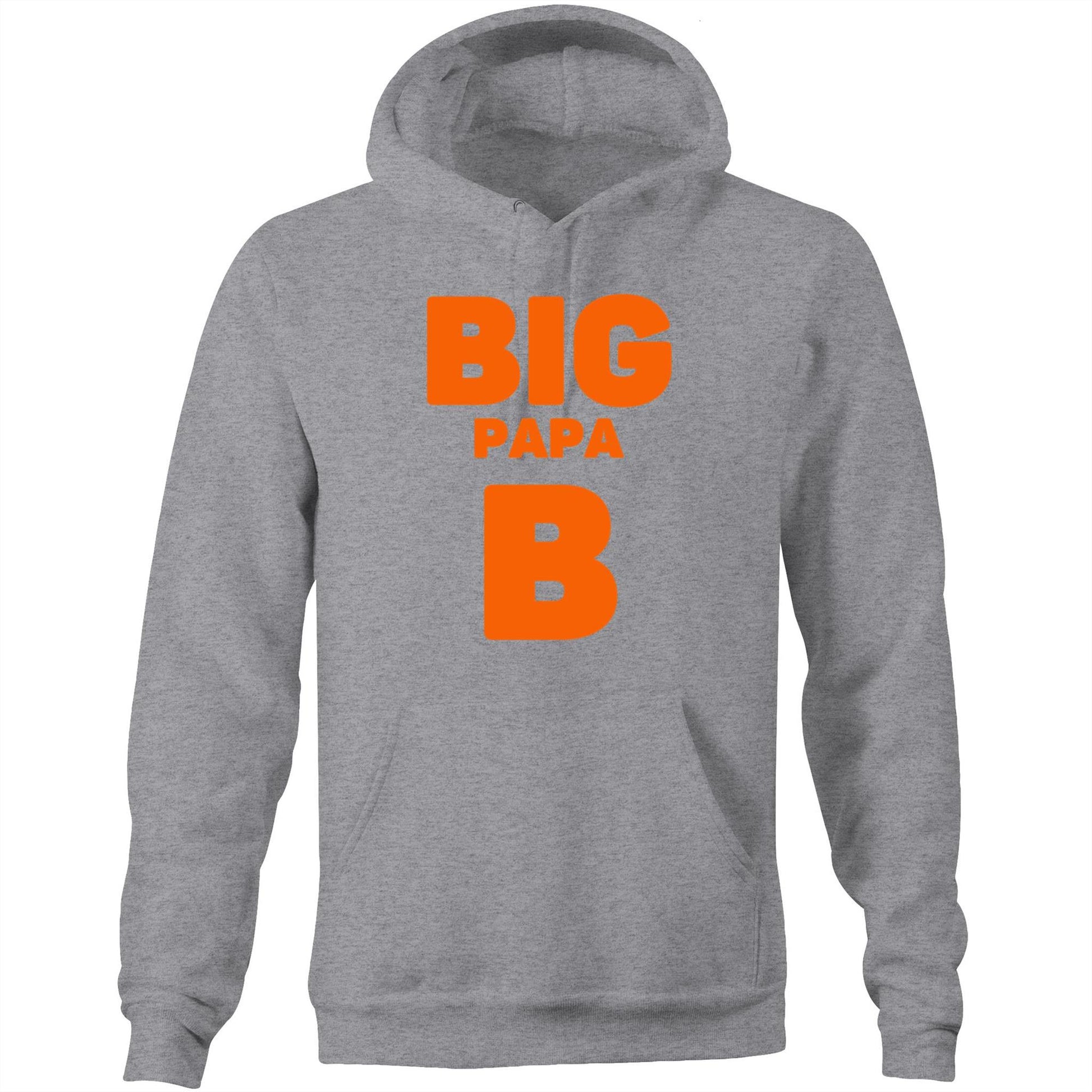 "Big Papa B" Pocket Hoodie Sweatshirt Pullover with Kangaroo Pocket Father's Day Gift - Da Boss Mango AU - Grey