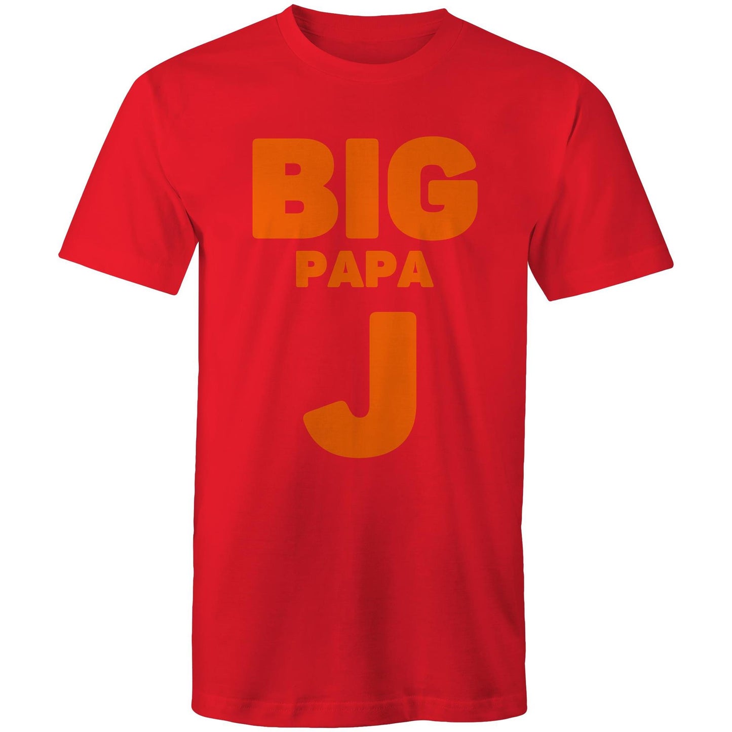 "Big Papa J" Men's Cotton Red T-Shirt in Size S, M, L, XL, XXL, 3XL, 4XL, 5XL, Gift for Dad - Da Boss Mango AU -