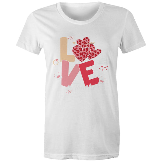 Love Teacher Women's Maple Cotton T-Shirt - Gift for Teachers - Da Boss Mango AU - White