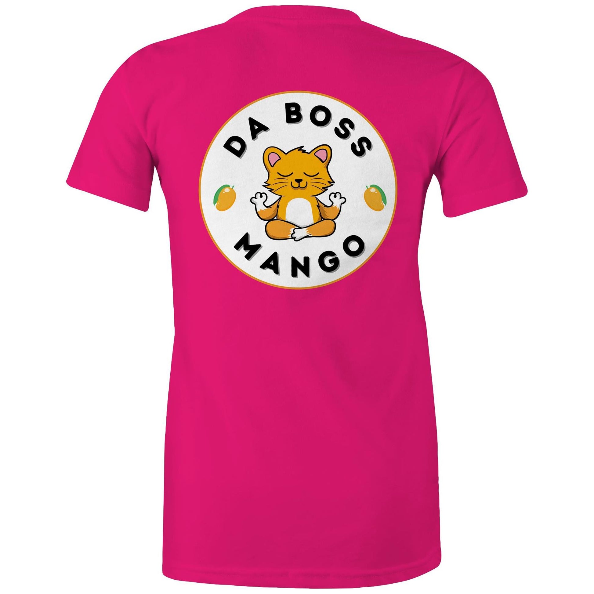 Da Boss Mango Women's Cotton T-Shirt Logo on Back - Da Boss Mango AU - Fuchsia Pink