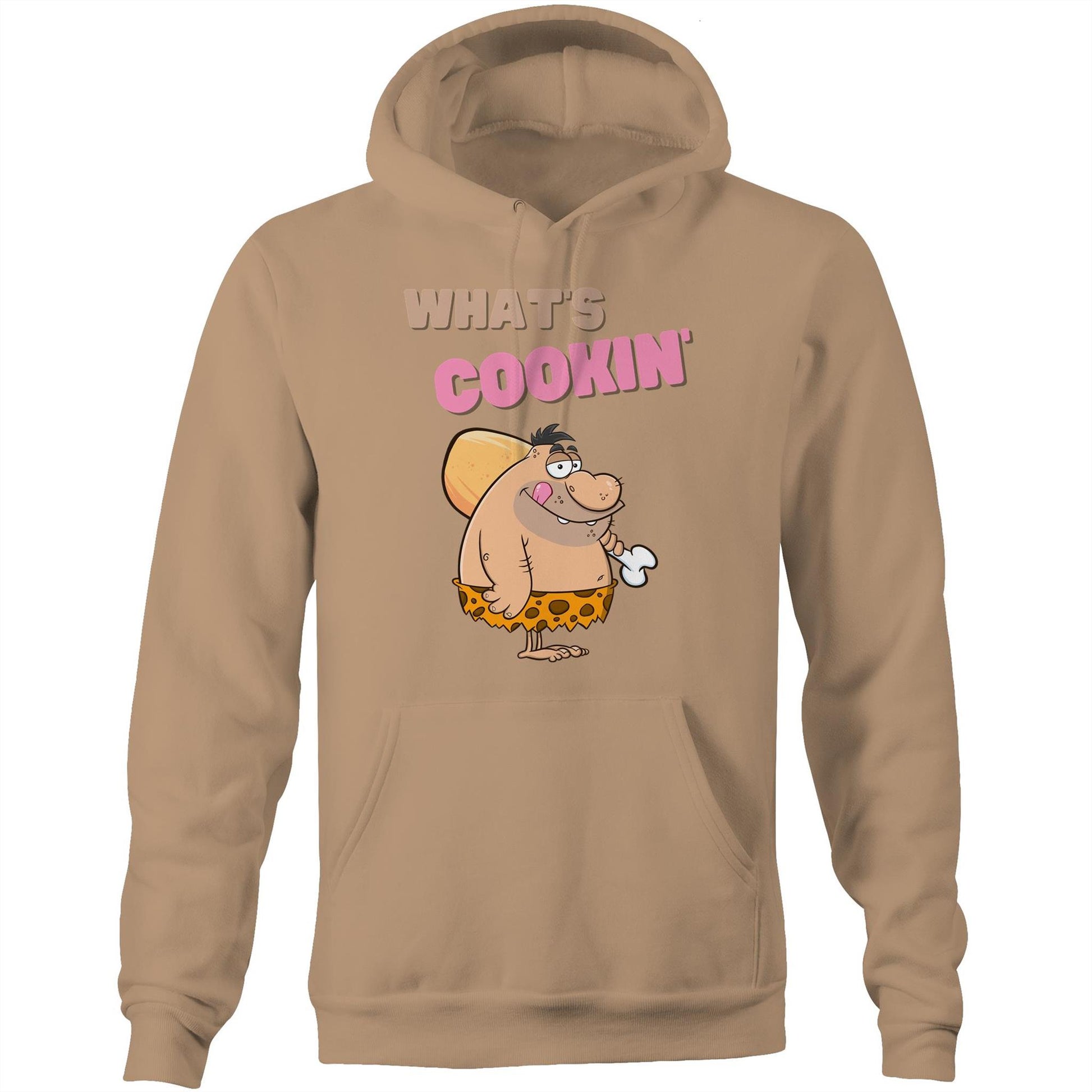 What's Cookin' Funny Unisex Pocket Hoodie Sweatshirt Pullover for Men and Women Wear Together - Da Boss Mango AU - Tan Beige