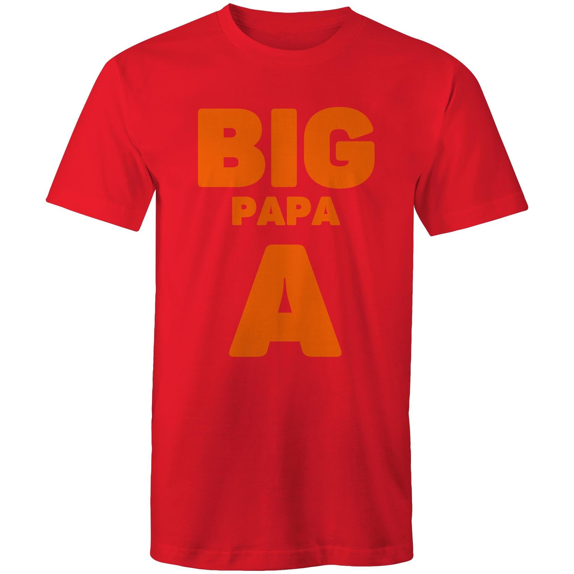 "Big Papa A" Men's Cotton Red T-Shirt in Size S, M, L, XL, XXL, 3XL, 4XL, 5XL, Gift for Dad - Da Boss Mango AU -