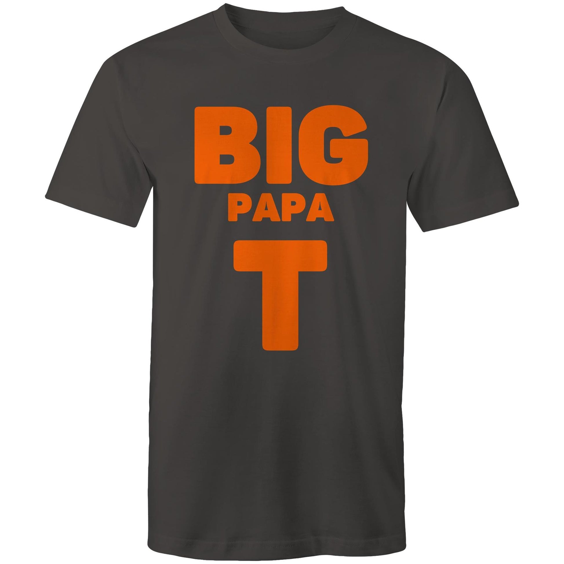 "Big Papa T" Men's Cotton Charcoal Grey T-Shirt in Size S, M, L, XL, XXL, 3XL, 4XL, 5XL, Gift for Dad - Da Boss Mango AU -