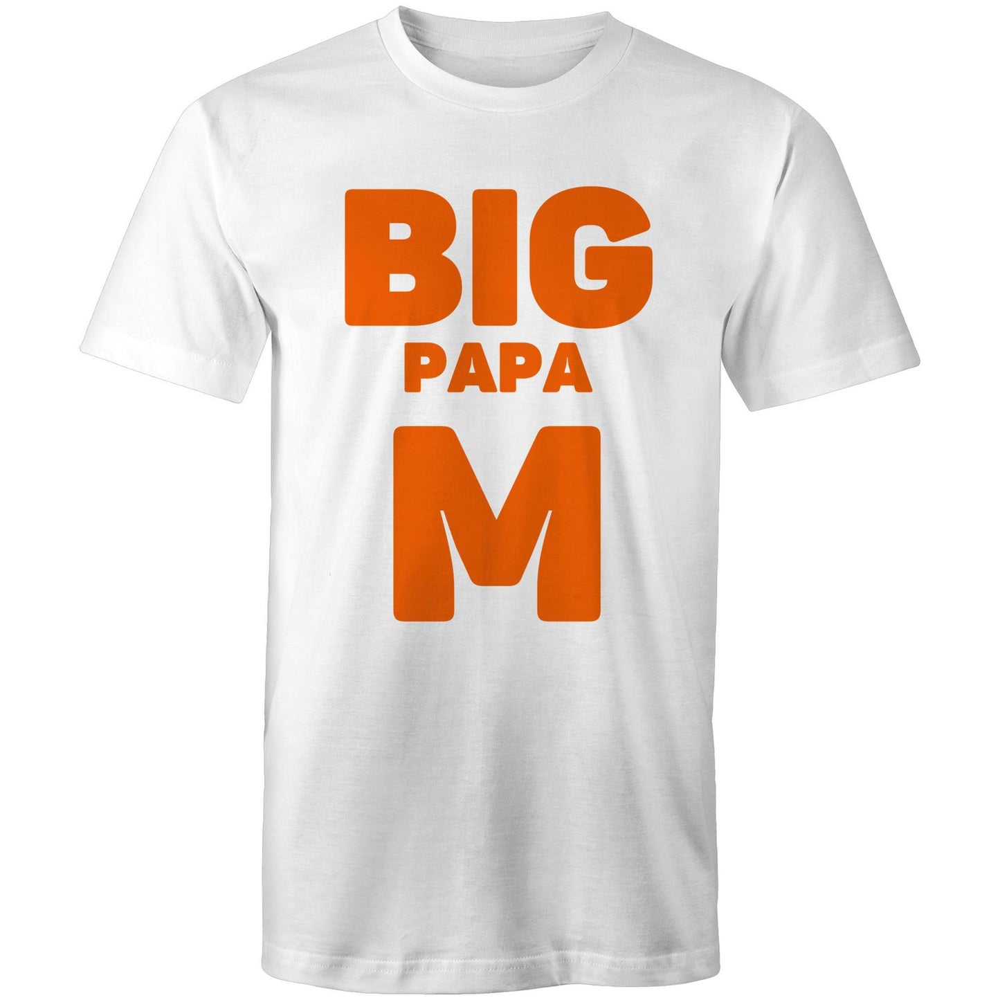 "Big Papa M" Men's Cotton White T-Shirt in Size S, M, L, XL, XXL, 3XL, 4XL, 5XL, Gift for Dad - Da Boss Mango AU -